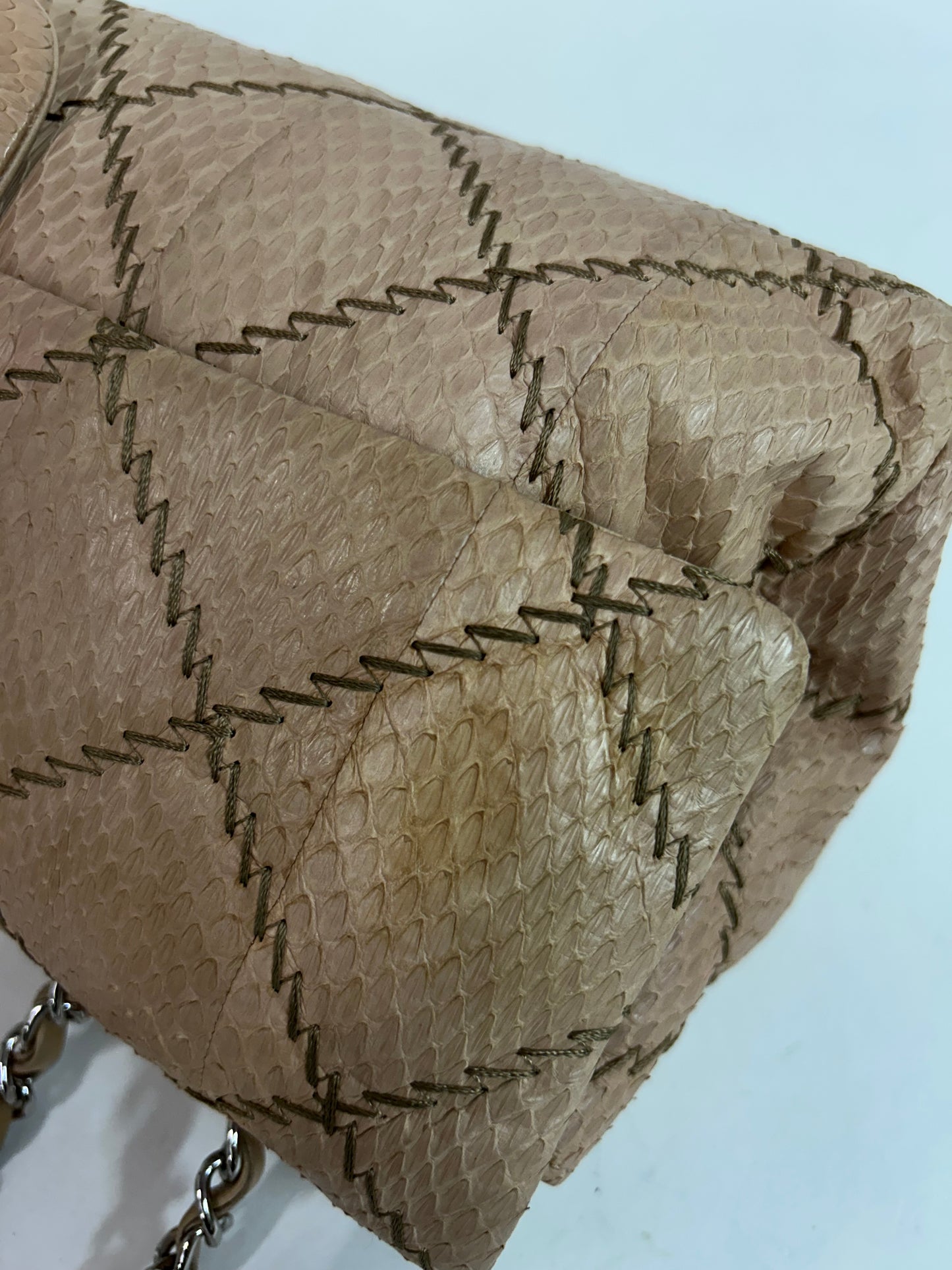 Chanel Beige Python E/W Flap Bag