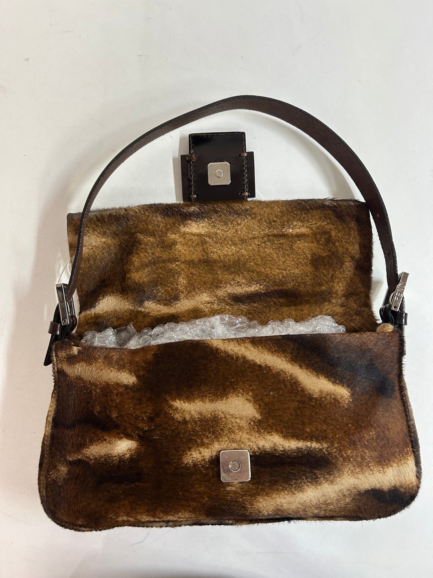 Fendi Brown Ponyhair Baguette Shoulder Bag