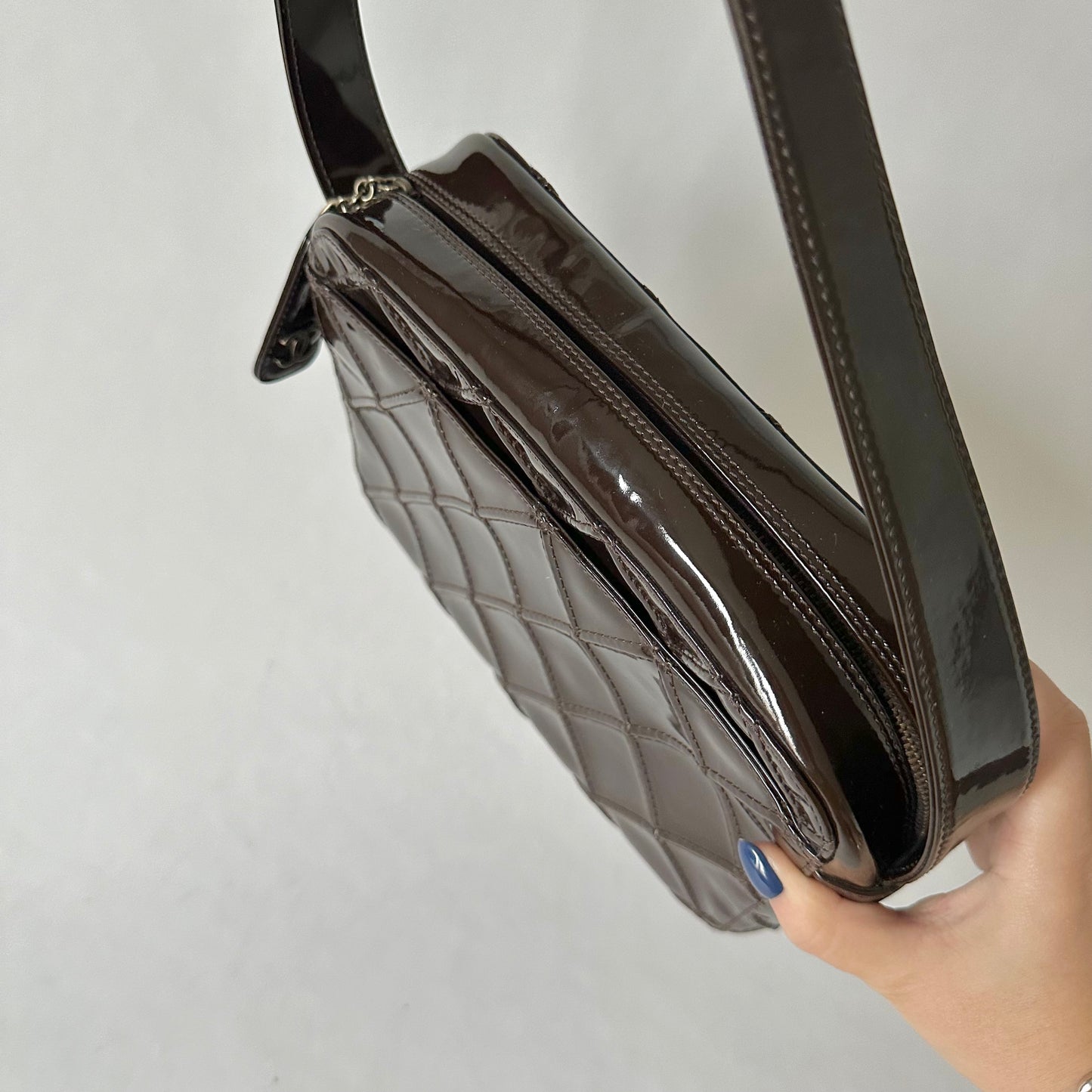 Chanel Dark Brown Patent Leather Shoulder Bag