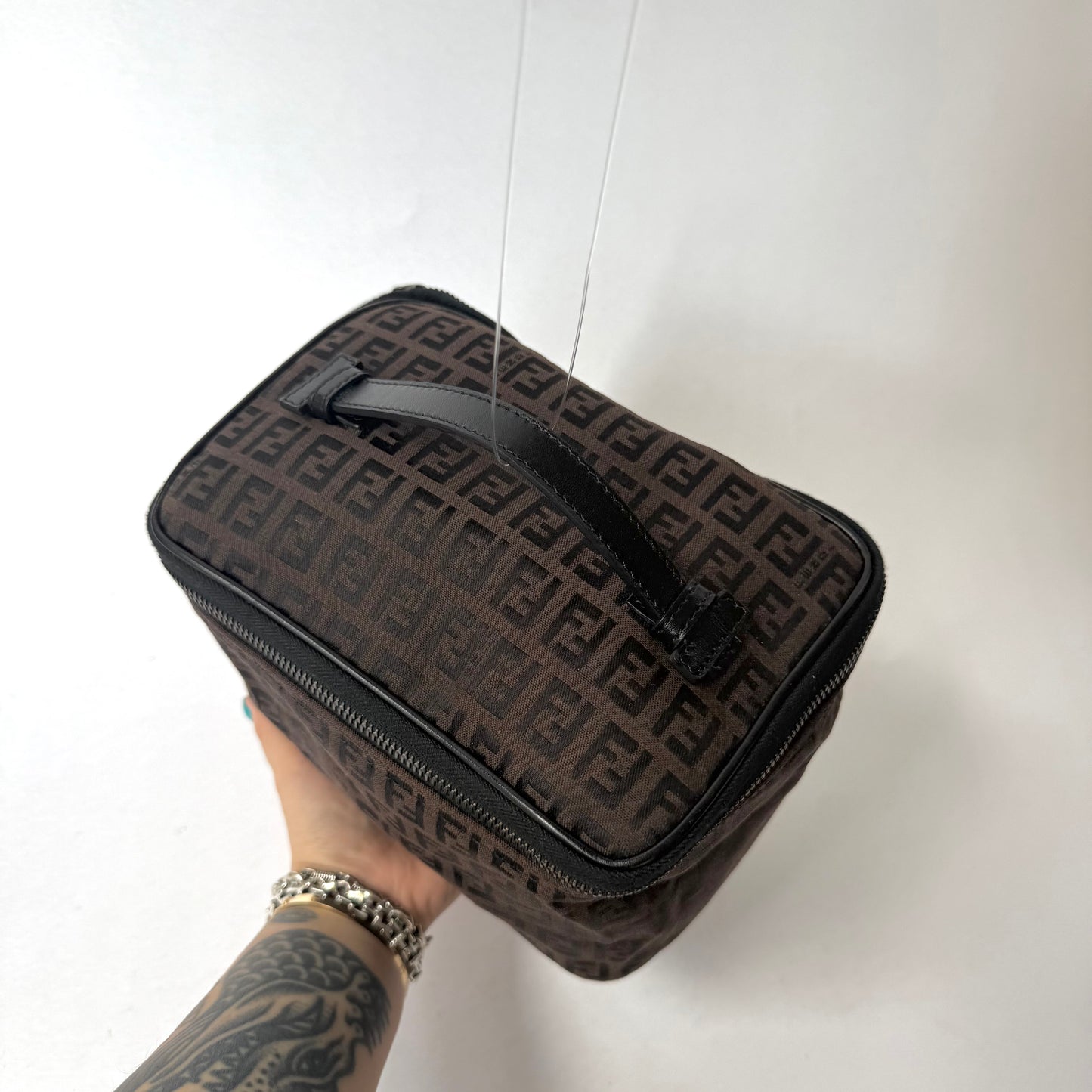 Fendi Brown Zucchino Canvas Vanity Bag