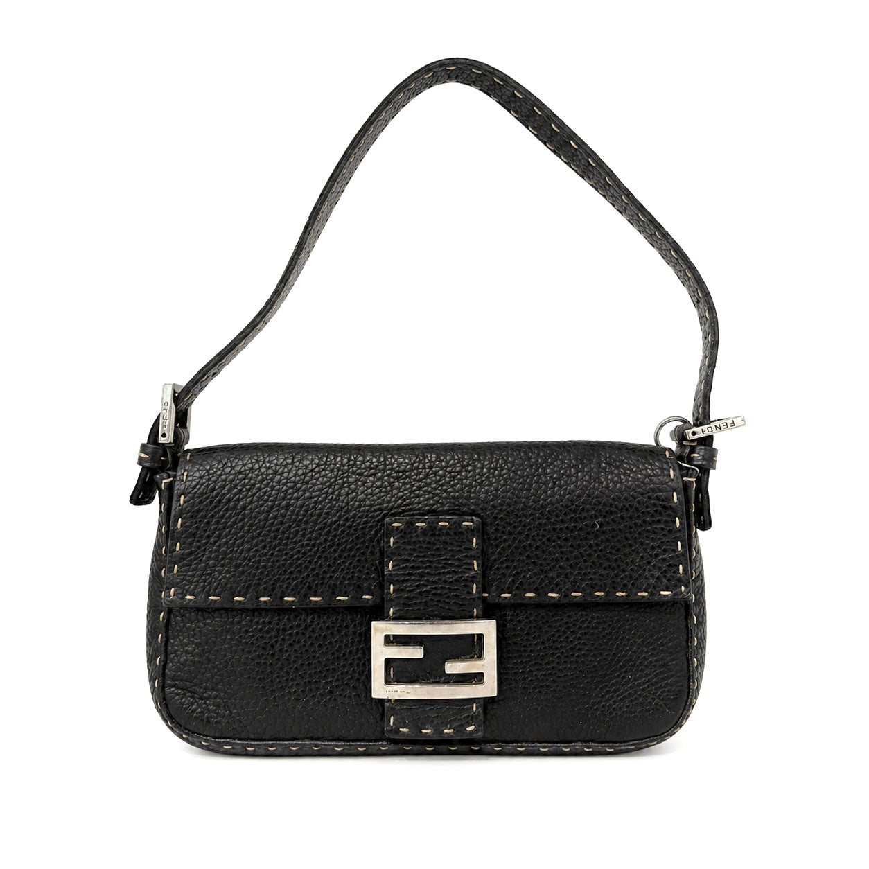 Fendi Brown Leather Selleria Baguette Shoulder Bag