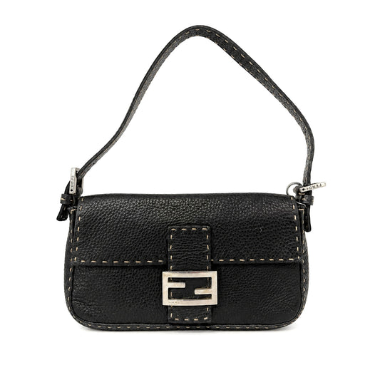 Fendi Brown Leather Selleria Baguette Shoulder Bag