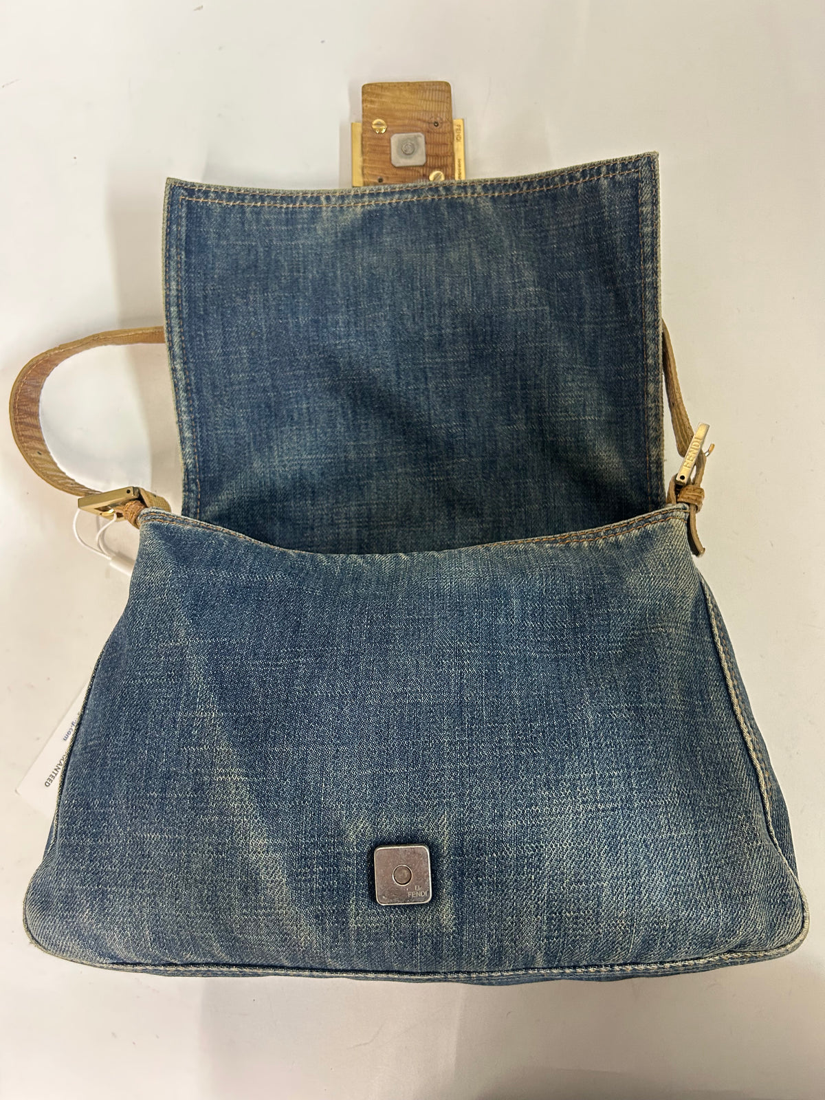 Fendi Denim Mama Baguette w/ Lizard Trim