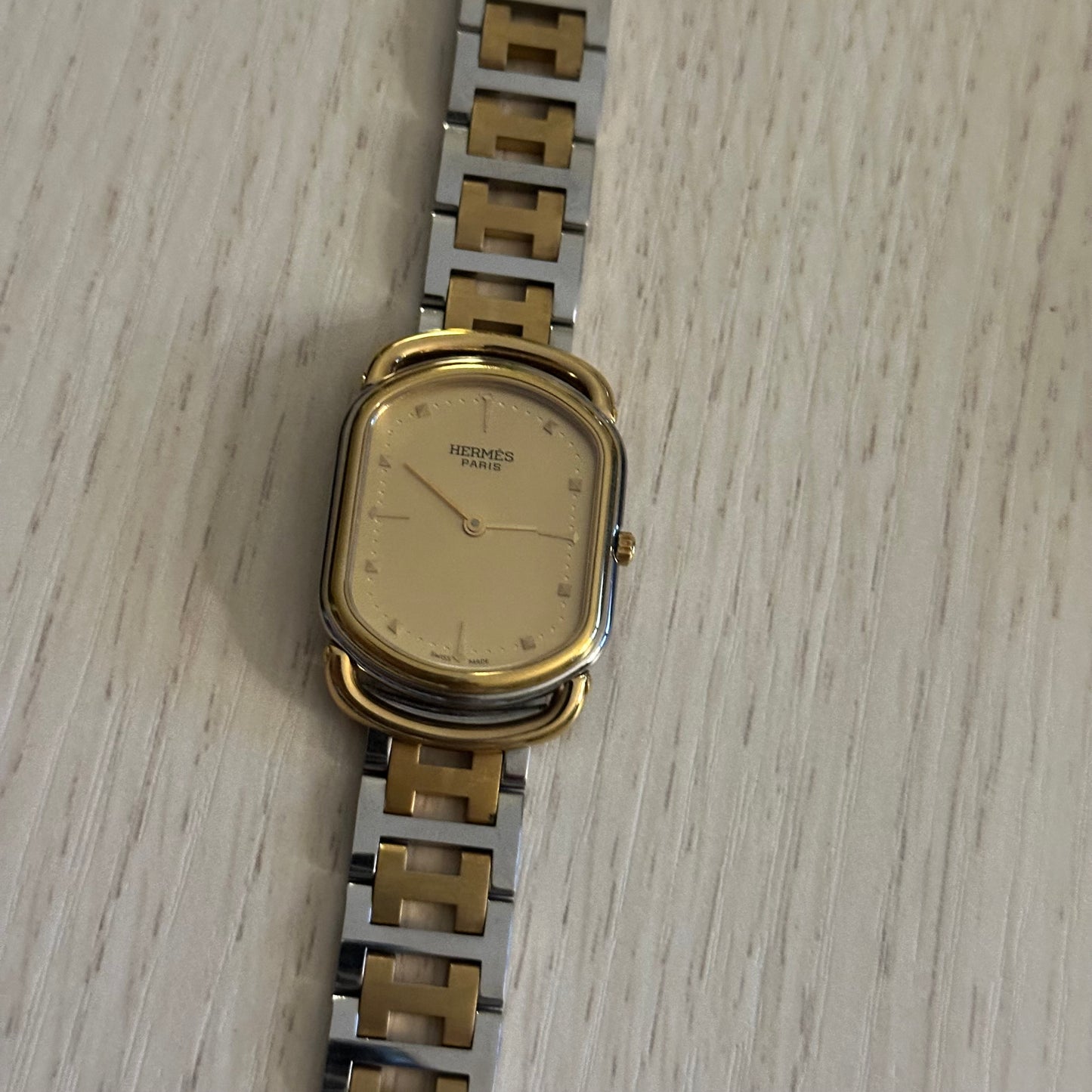 Hermes Unisex Rallye Gold Dial Watch
