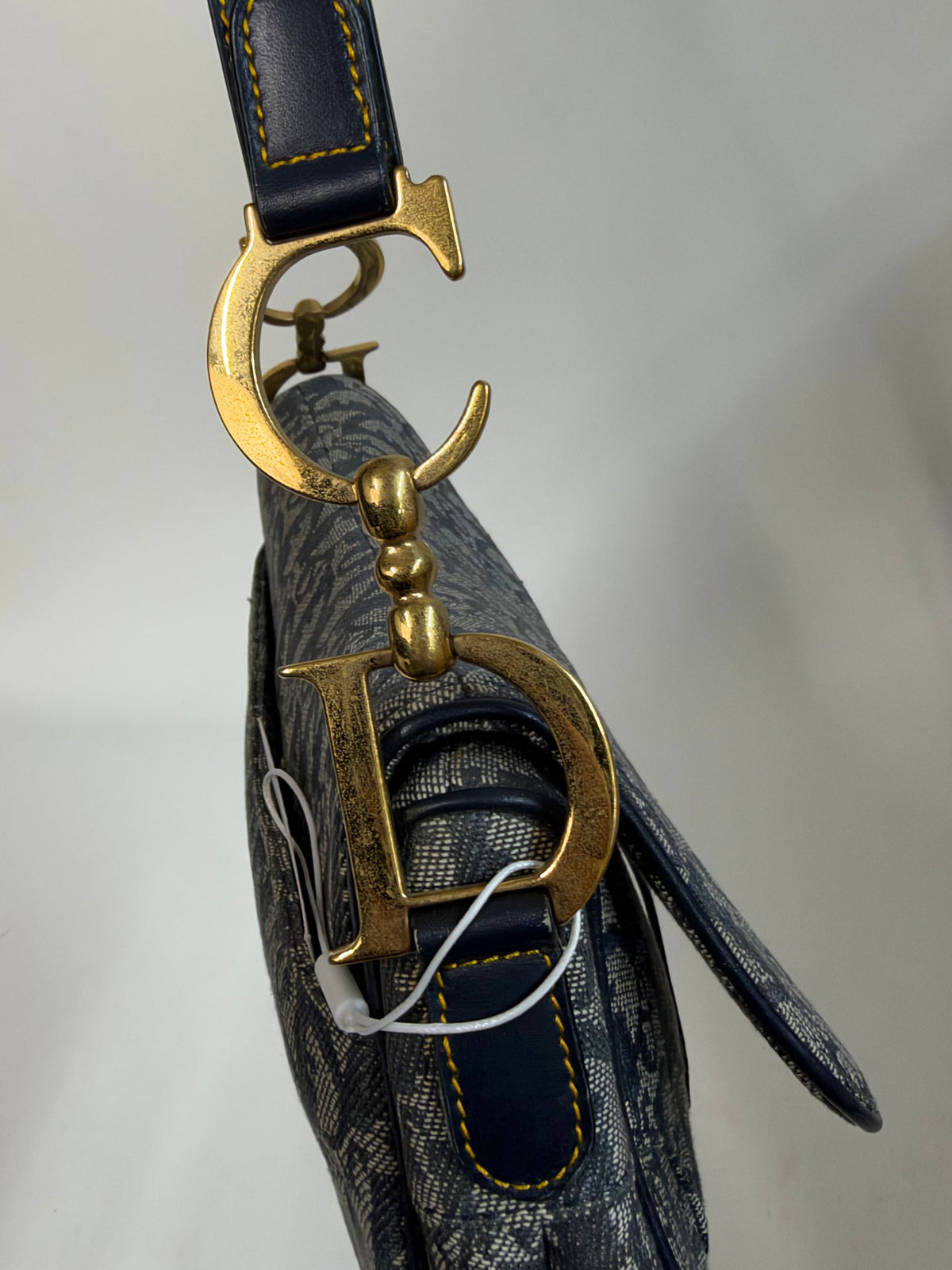 Christian Dior Blue Trotter Monogram Double Saddle w/ Gold Hardware
