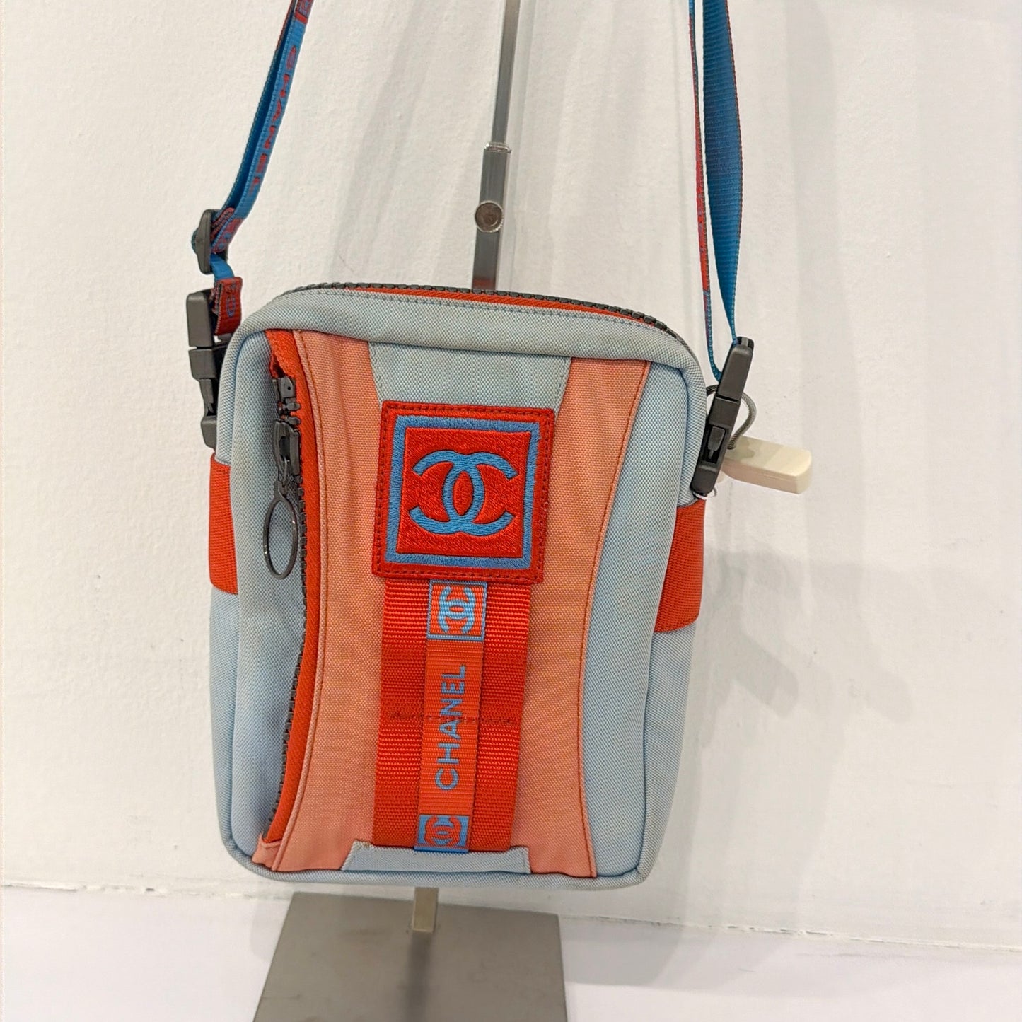 Chanel Red & Blue Nylon Sports Line Crossbody Bag