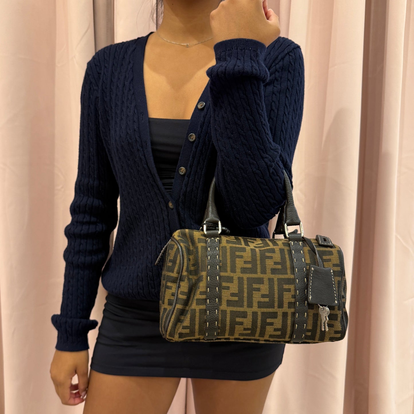 Fendi Zucca Monogram Mini Boston Bag