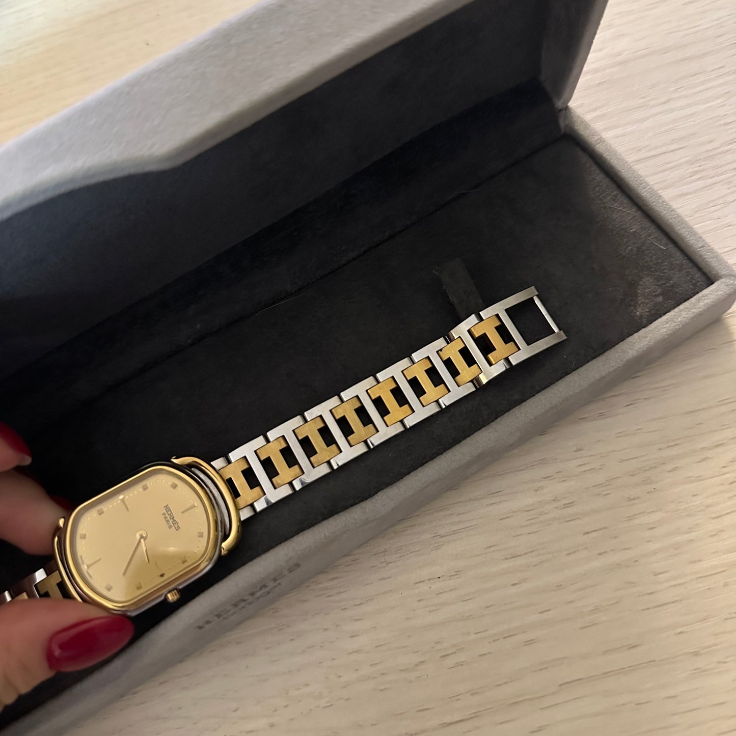 Hermes Unisex Rallye Gold Dial Watch