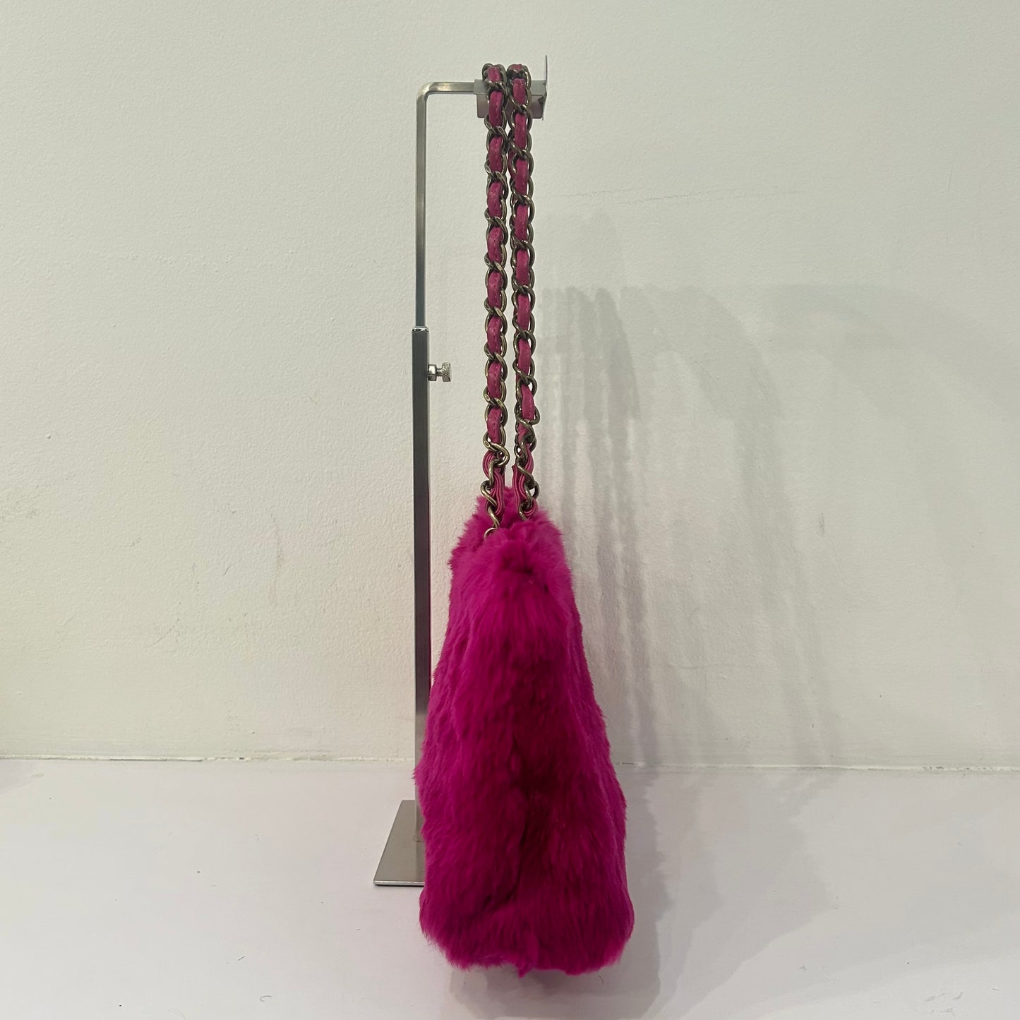 Chanel 2000 Pink Fur Shoulder Tote Bag