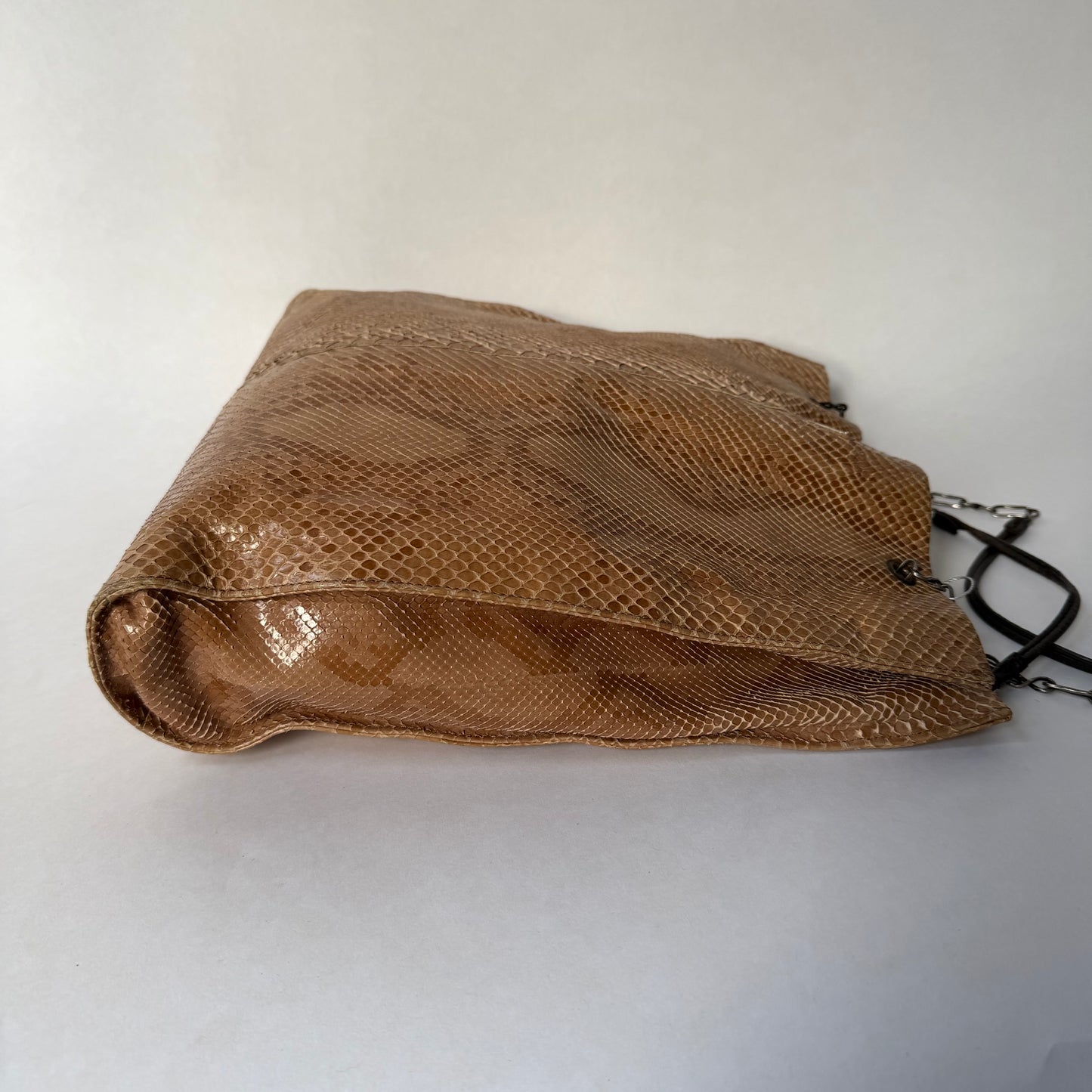 Prada Brown Multicolored Snakeskin Leather Chain Shoulder Bag