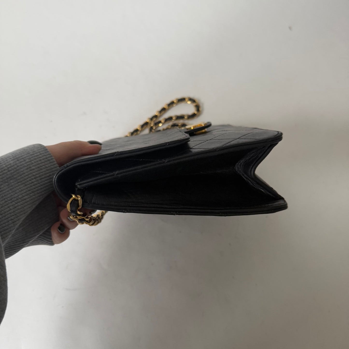 Chanel Black Lambskin Matelasse Square Vintage Flap 24K GPHW