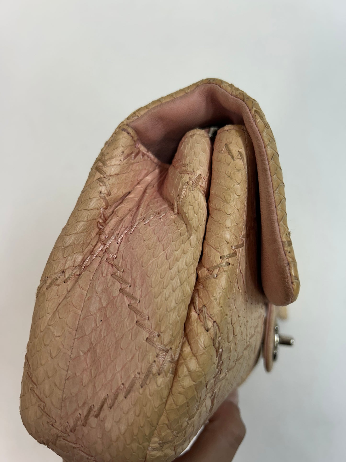 Chanel Peach Python Small Flap Bag
