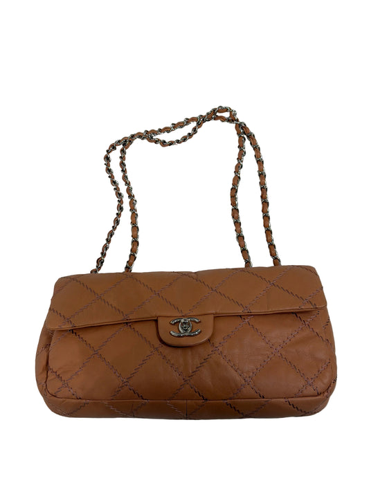 Chanel 2011 Peach Ultra Stitch East West Flap Bag