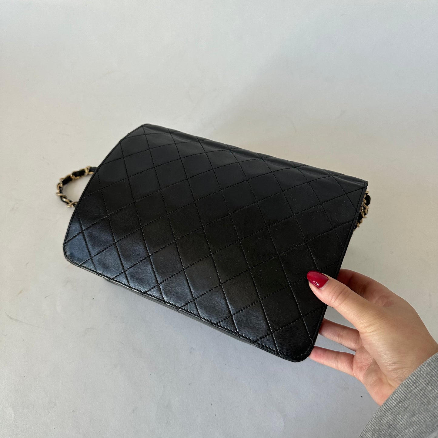 Chanel Black 90’s Half Flap Quilted Lambskin Shoulder Bag