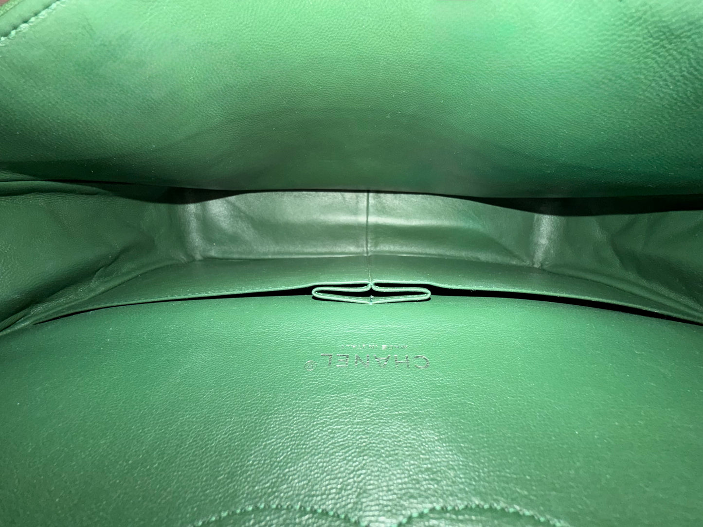 Chanel Green Patent Leather Maxi Classic Double Flap Bag