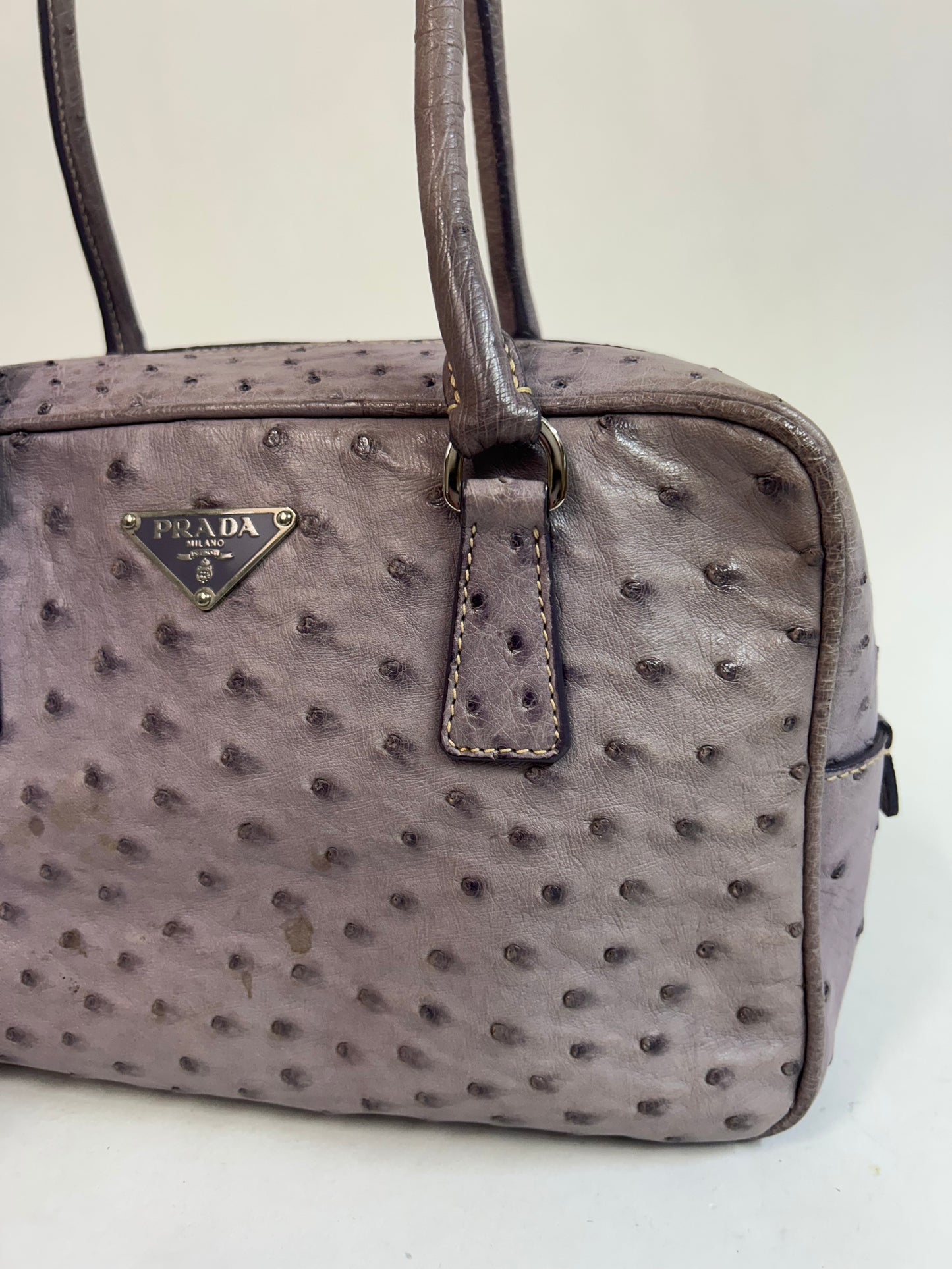 Prada Lilac Ostrich Leather Shoulder Bag
