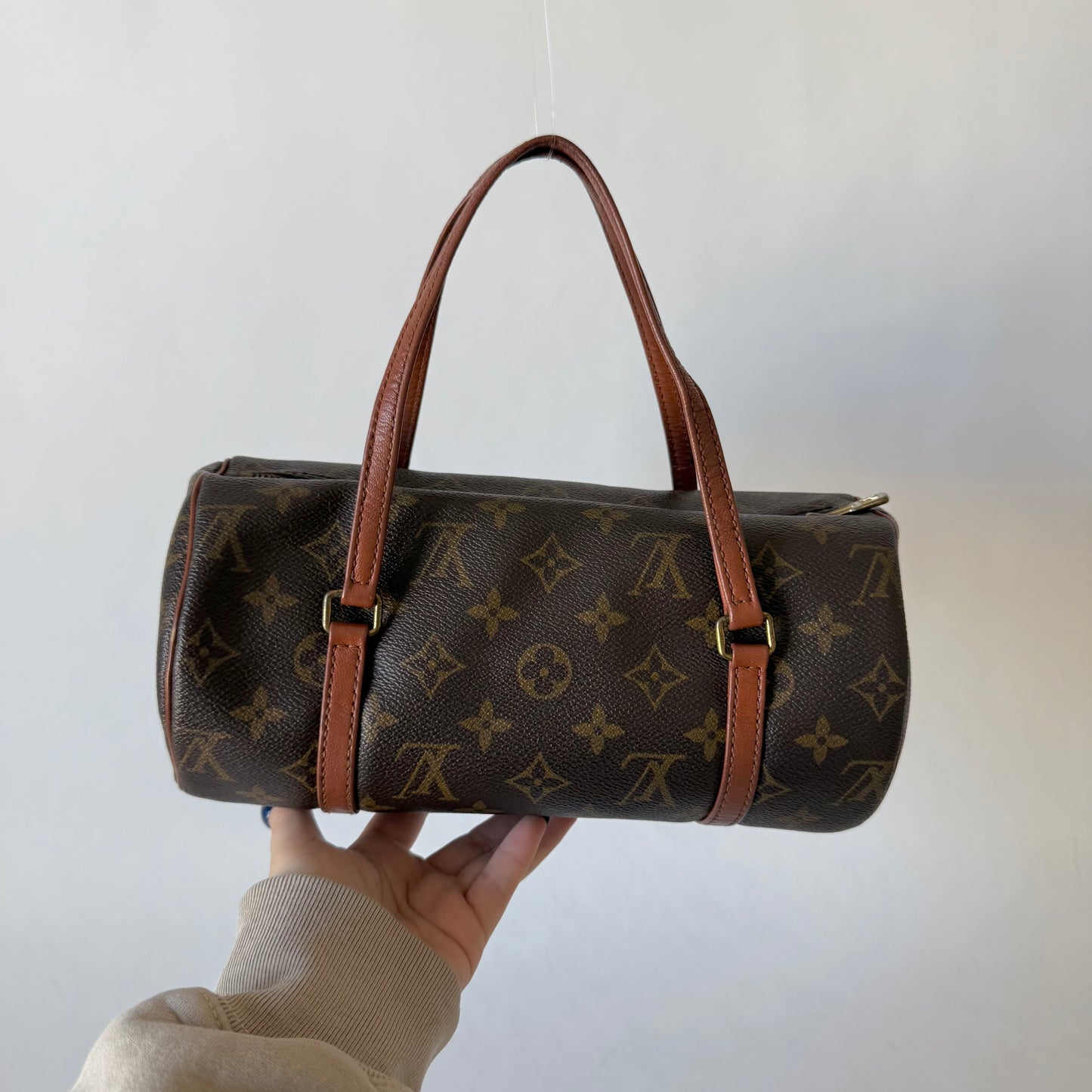 (Copy) Louis Vuitton Brown Monogram Papillon 26 Barrel Bag