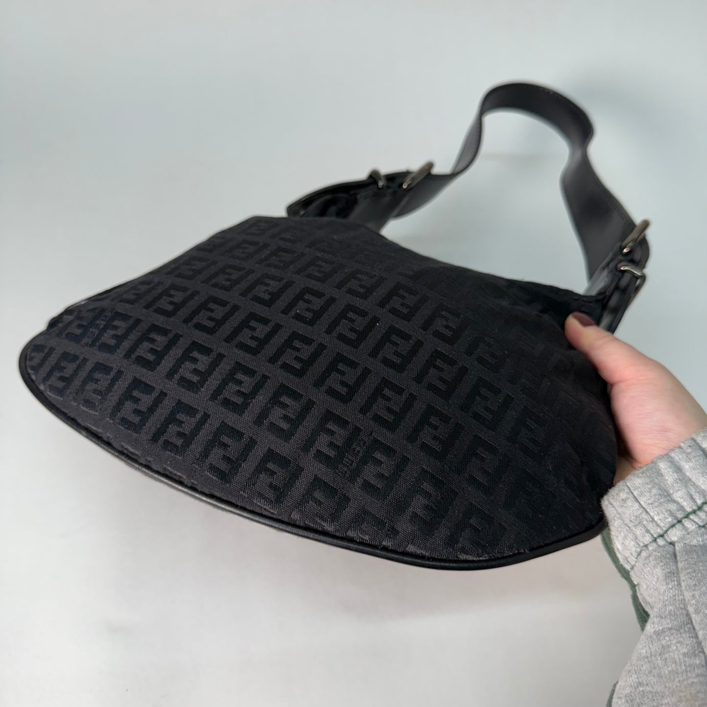 Fendi Black Zucchino Nylon Oyster Bag