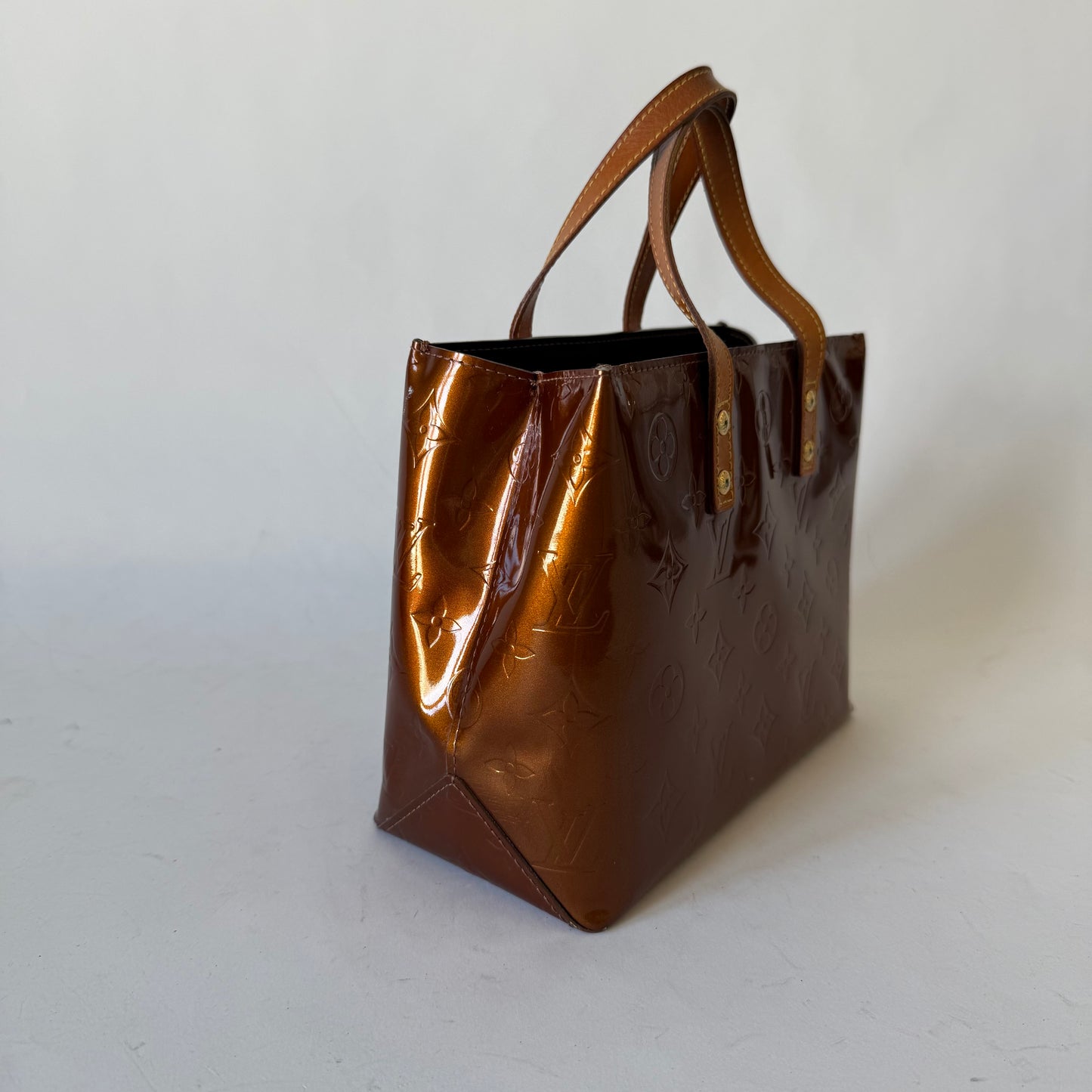 Louis Vuitton Bronze Vernis Patent Leather Reade PM Mini Tote