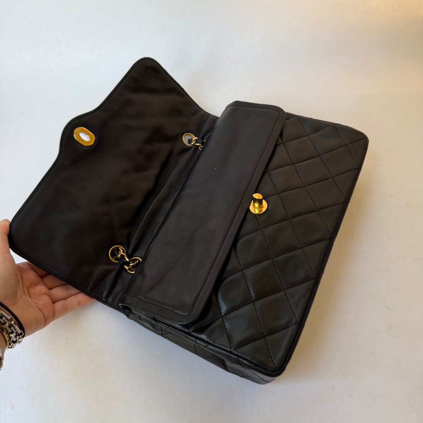 Chanel 1989 Black Two-Tone Paris Exclusive Edition Classic Double Flap