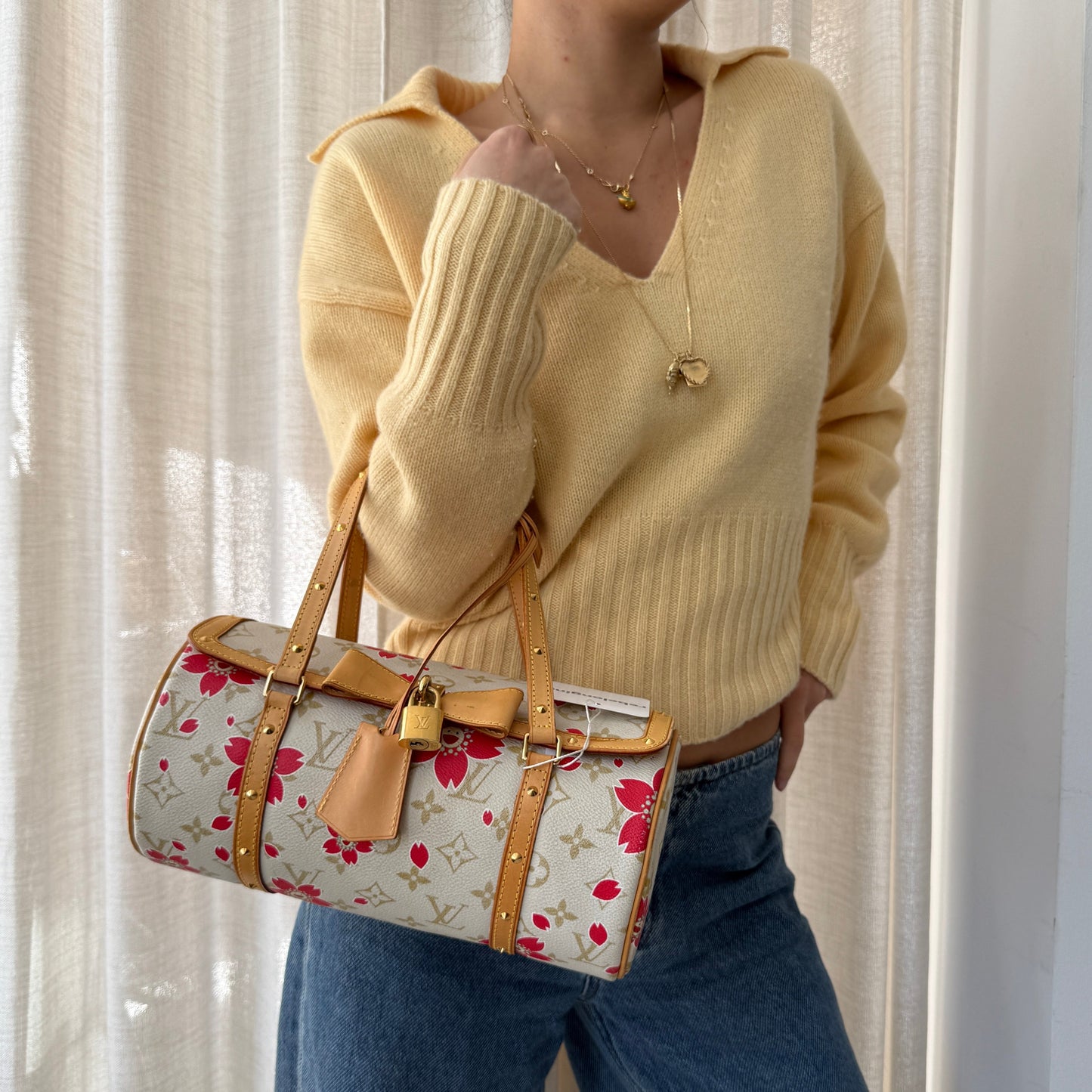 Louis Vuitton X Murakami White Multicolored Monogram Cherry Blossom Papillon