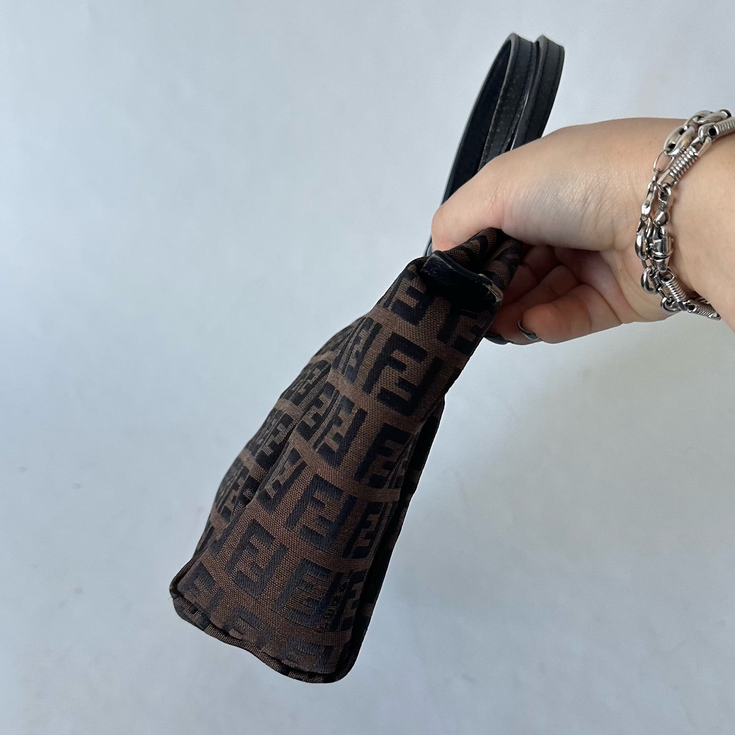 Fendi Brown Zucchino Mini Top Handle Bag