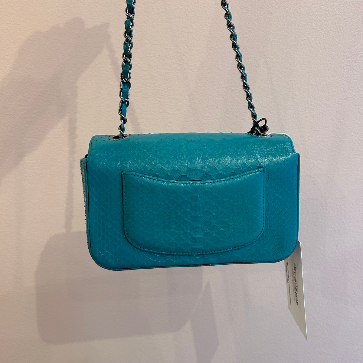 Chanel Turquoise Python Leather Mini Flap Bag