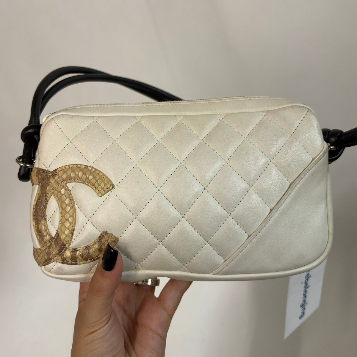 Chanel White Cambon Python Pochette