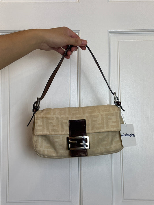 Fendi Cream Zucca Baguette