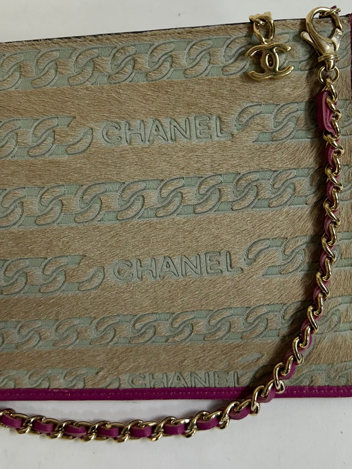Chanel Beige & Purple Pony-Hair Pochette