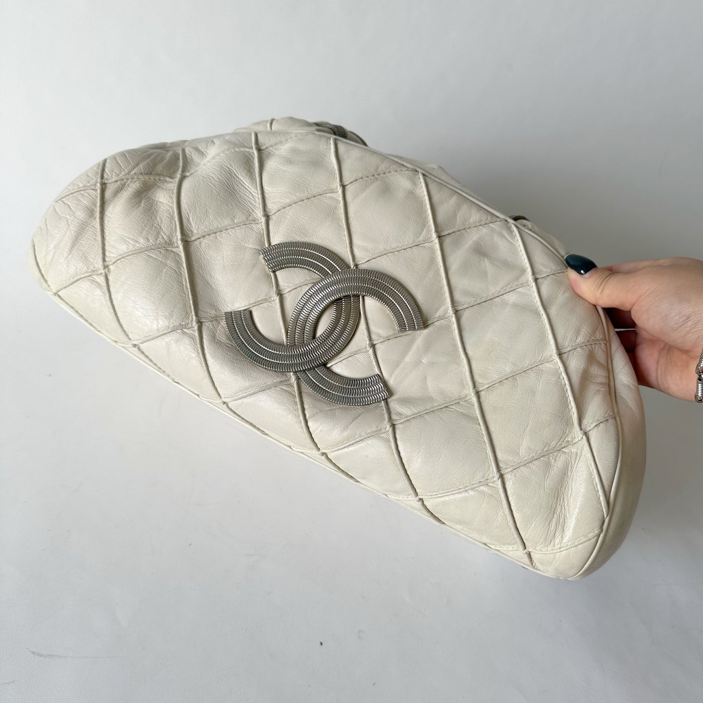 Chanel Cream Le Marias Bowler Quilted Puffer Bag