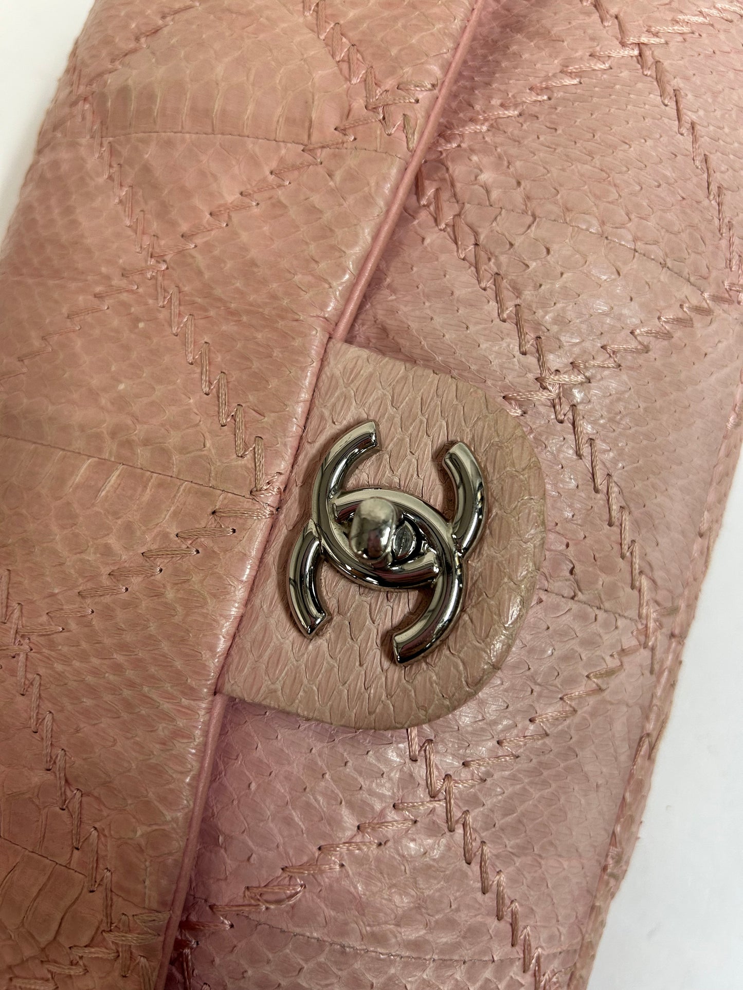 Chanel Pink Python Shoulder Flap Bag
