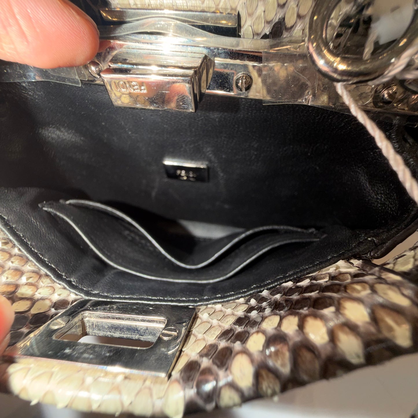 Fendi Brown Multicolored Python Leather Mini Peekaboo Bag
