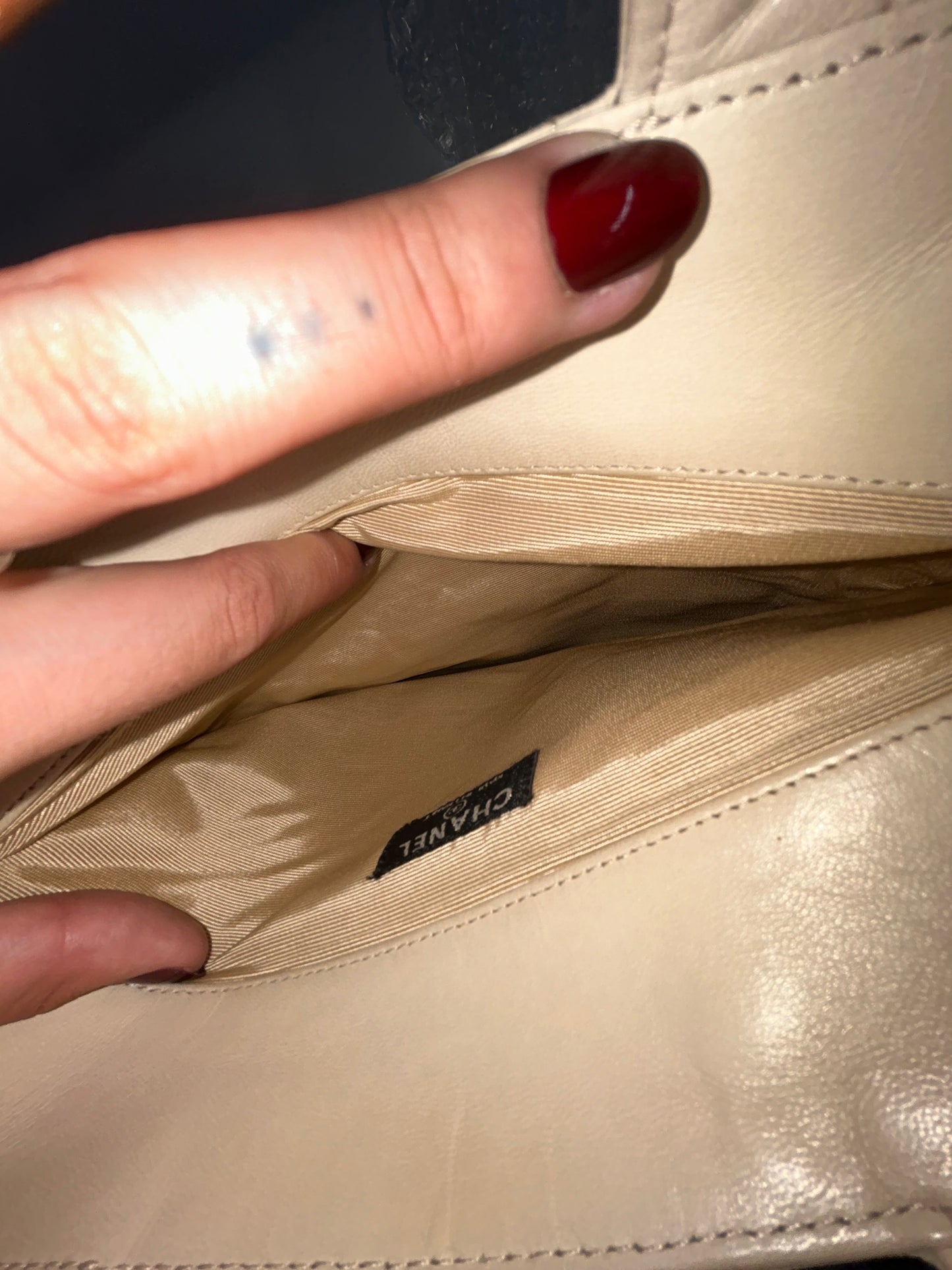 Chanel White Ivory Lambskin Leather Chocolate Bar Top Handle Tote