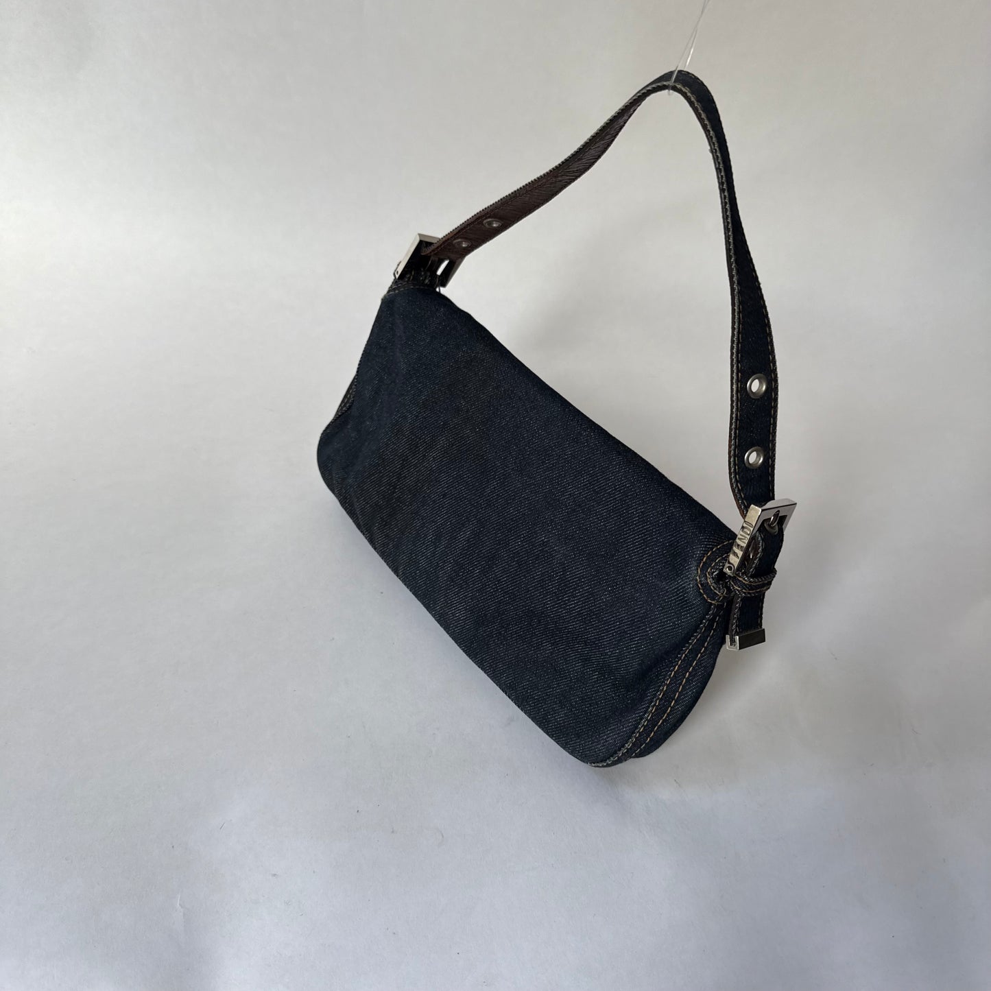 Fendi Denim Classic Baguette Shoulder Bag