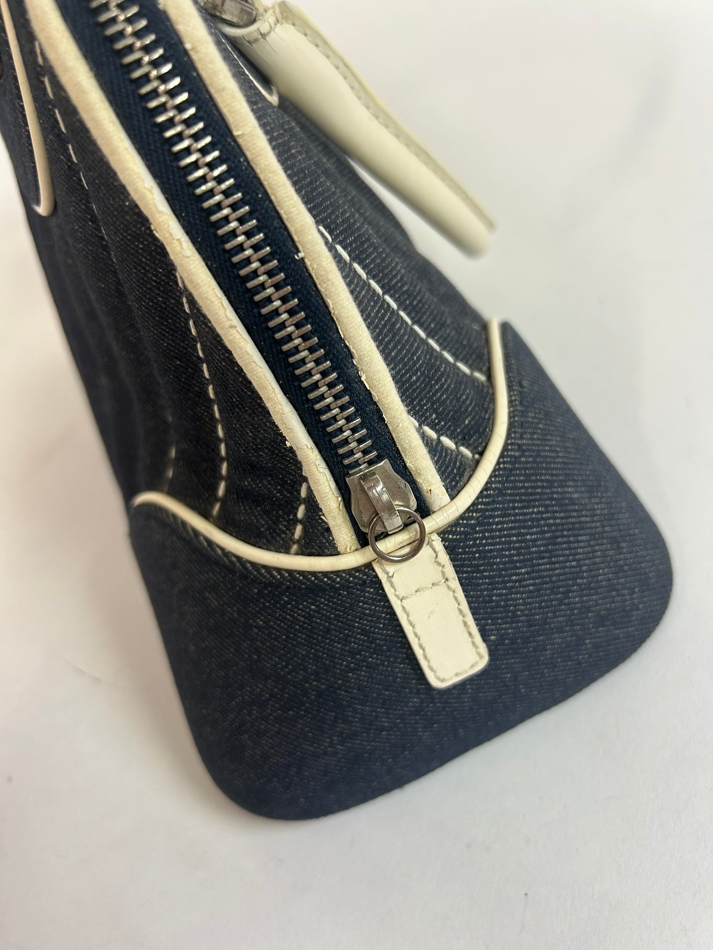 Christian Dior Navy Denim & Leather Cadillac Handbag