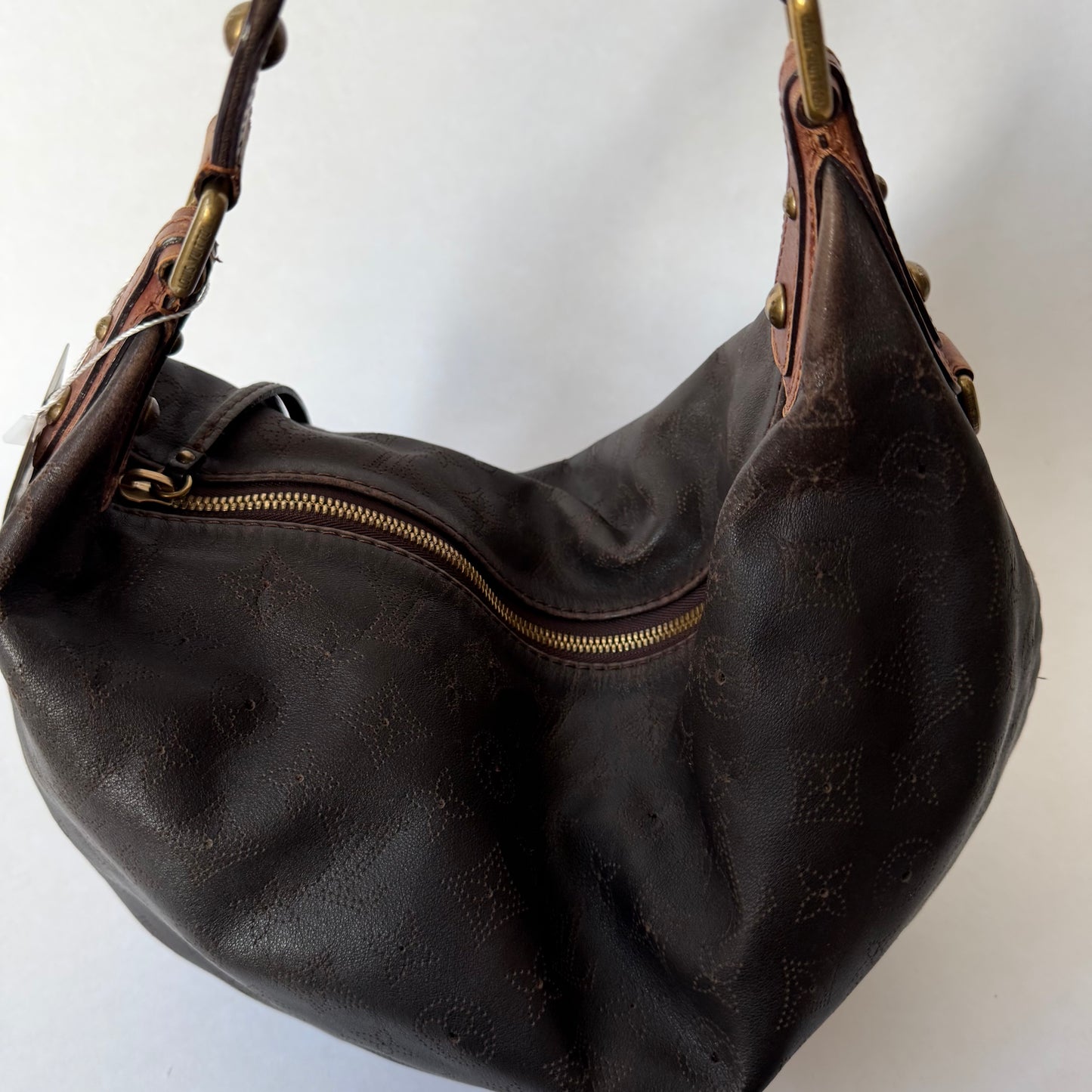 Louis Vuitton Brown Leather Monogram Perforated Mahina Onatah Hobo Bag