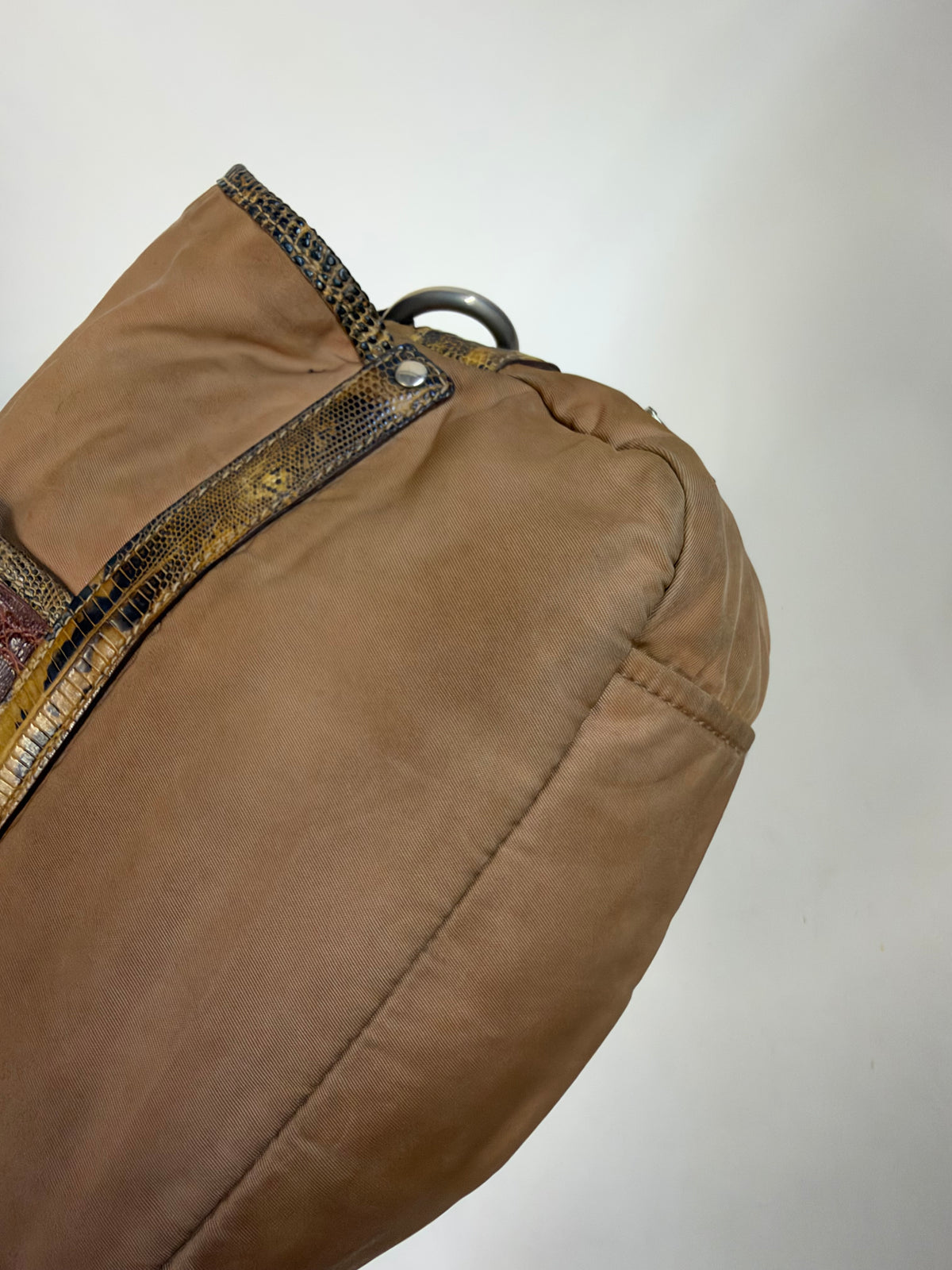 Prada Brown Tortoise & Nylon Double Pocket Shoulder Bag
