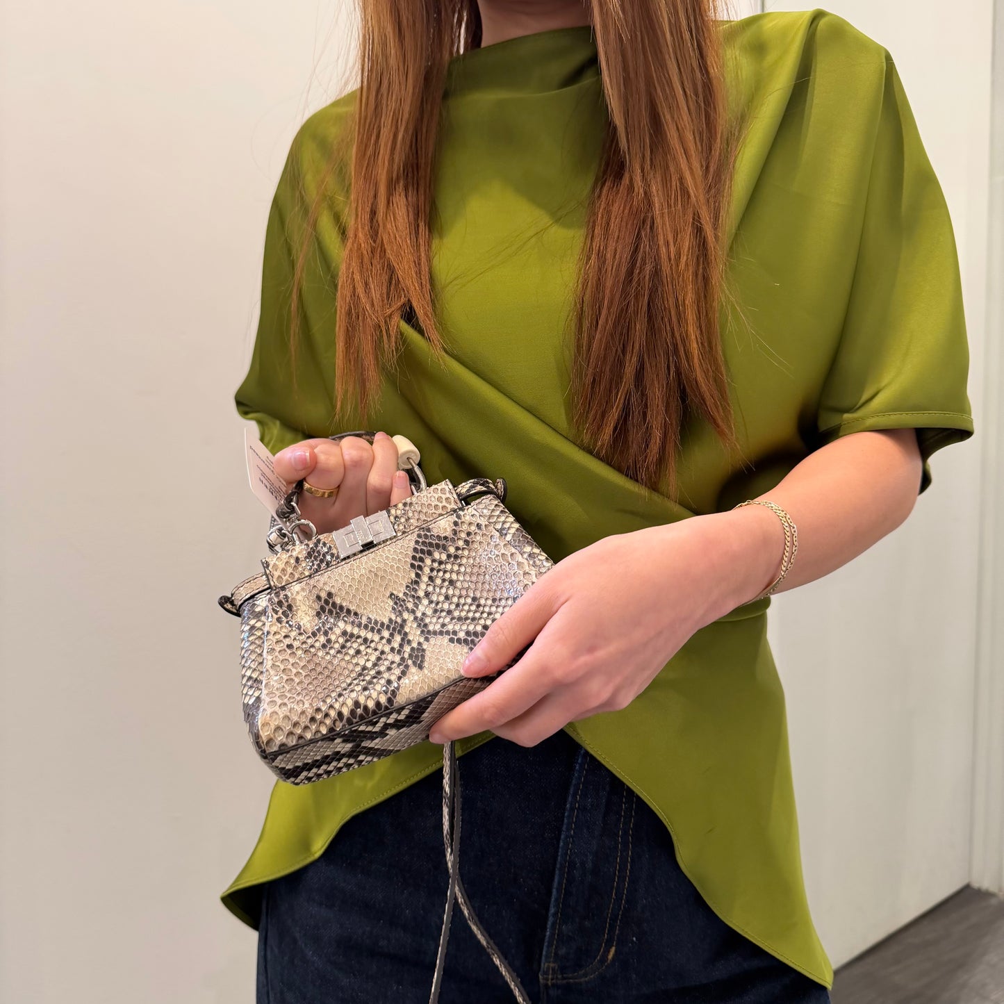 Fendi Brown Multicolored Python Leather Mini Peekaboo Bag
