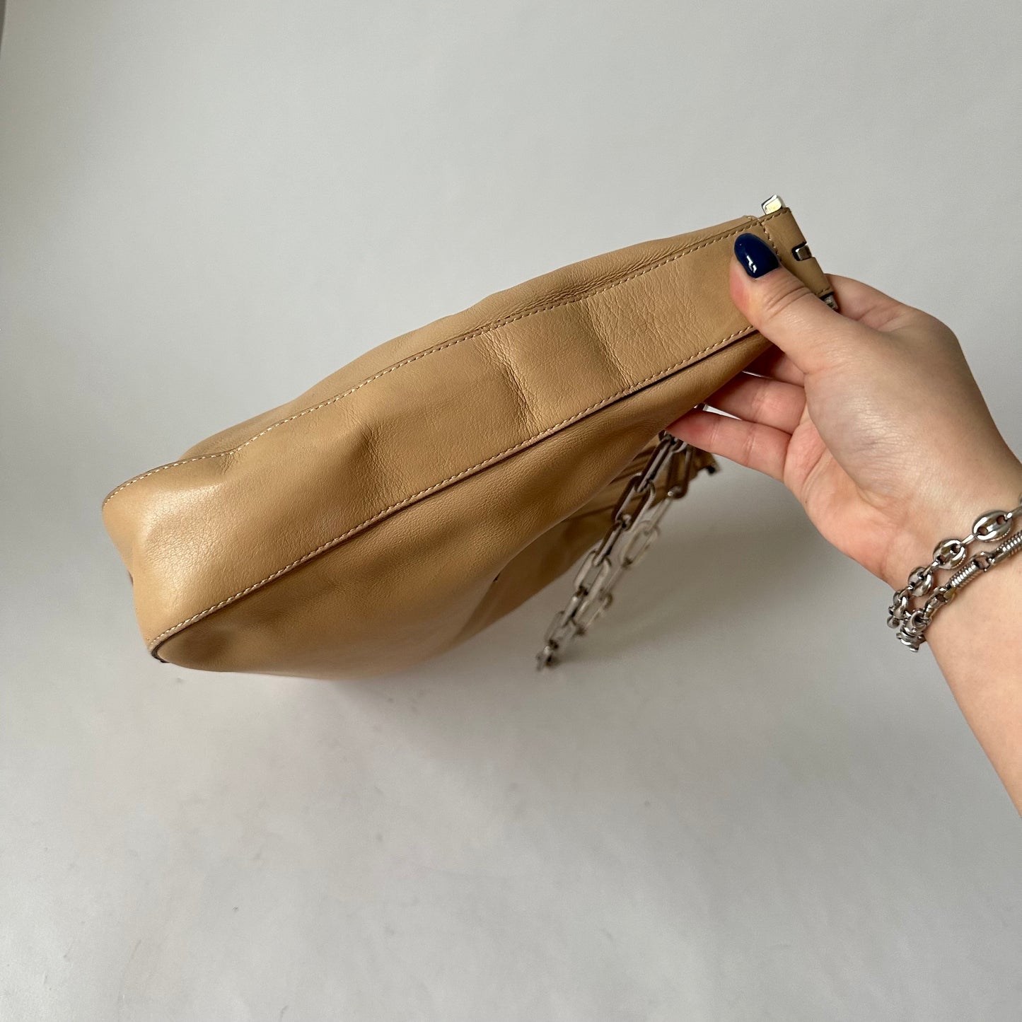 Gucci Beige Lambskin Shoulder Bag w/ Chain Handle