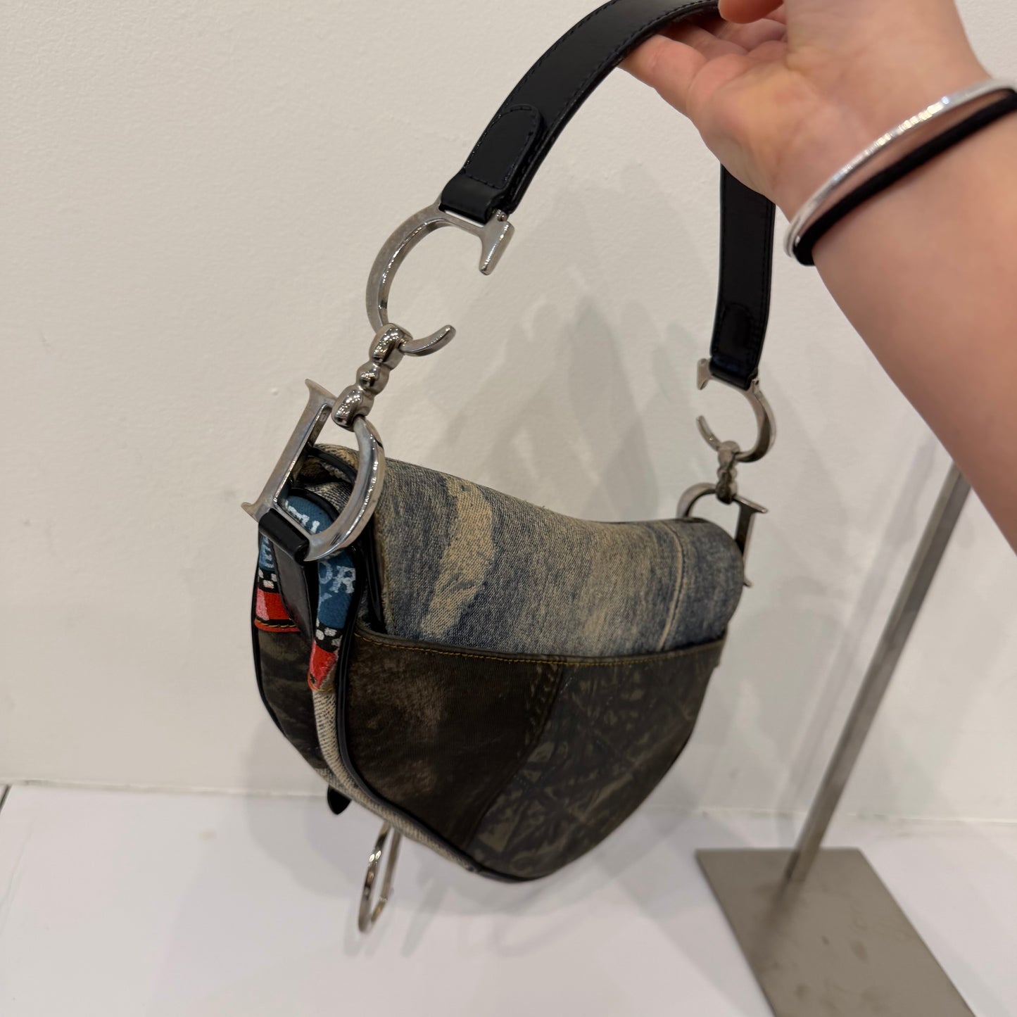 Christian Dior Denim Miss Diorella Saddle Bag