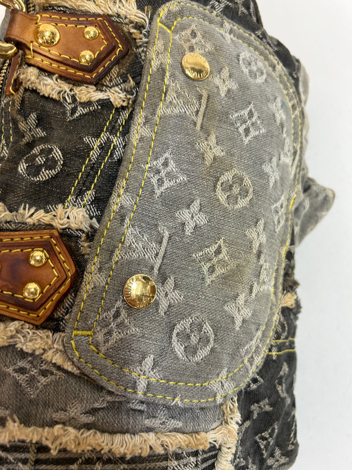 Louis Vuitton Black Denim Monogram Patchwork Bowler Bag
