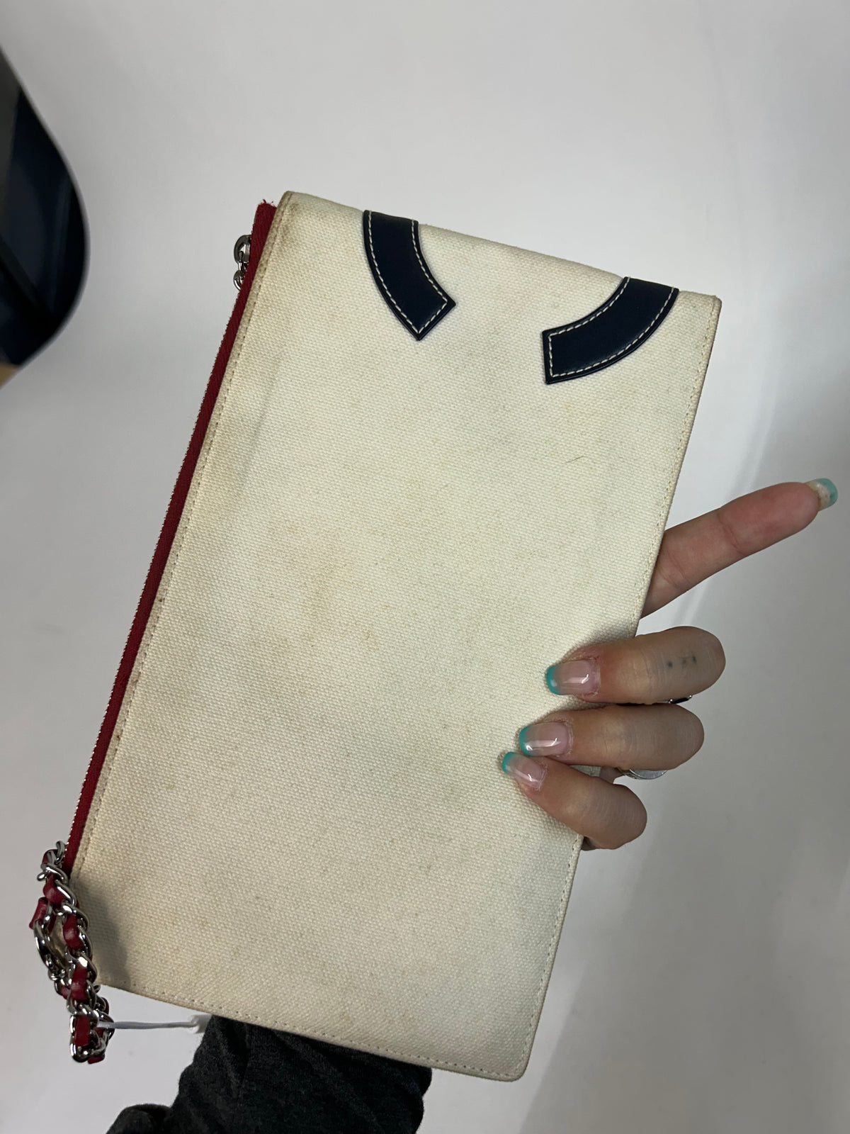Chanel Beige Multicolored Canvas & Leather American Flag Pochette