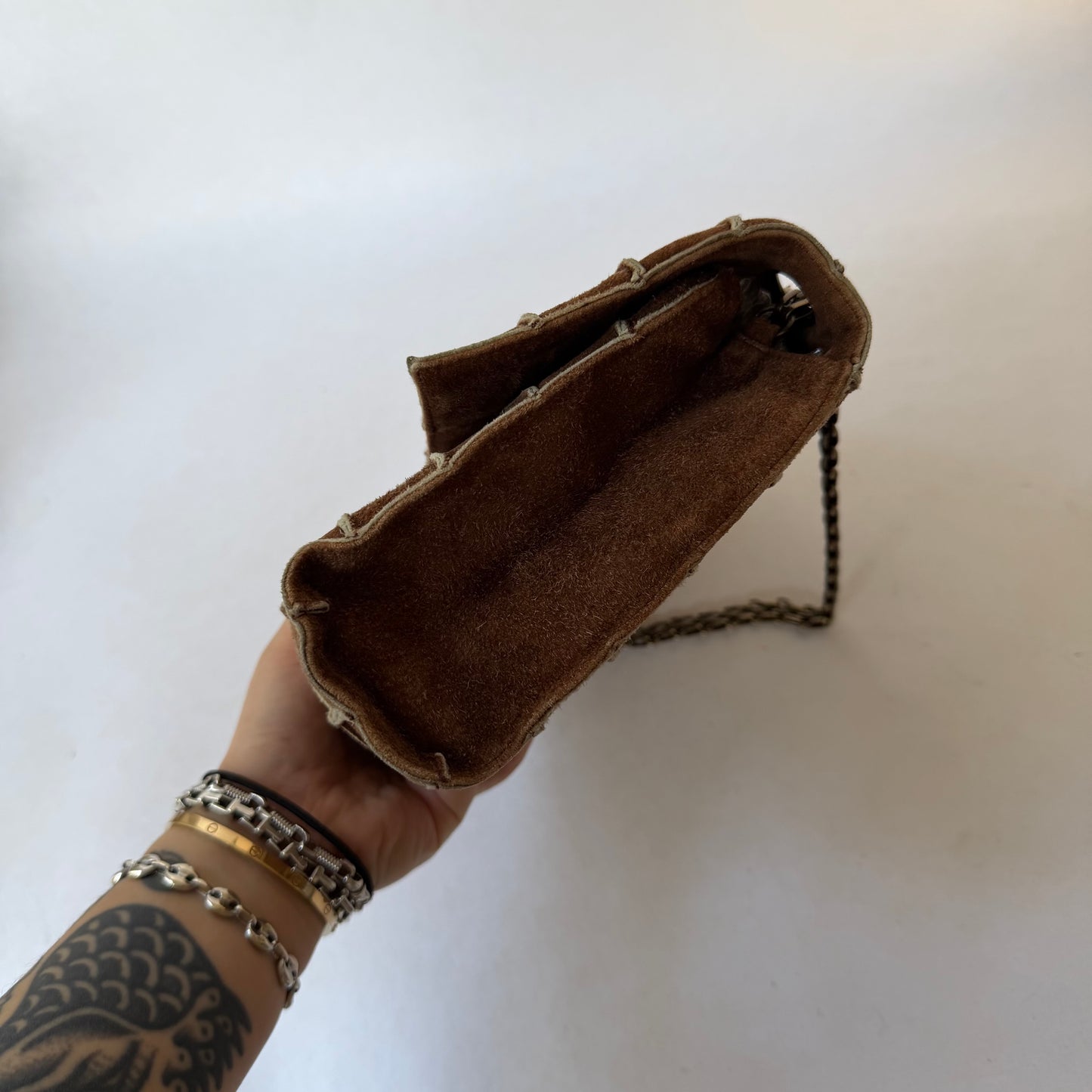 Chanel Brown 2.55 Suede Chocolate Bar Flap