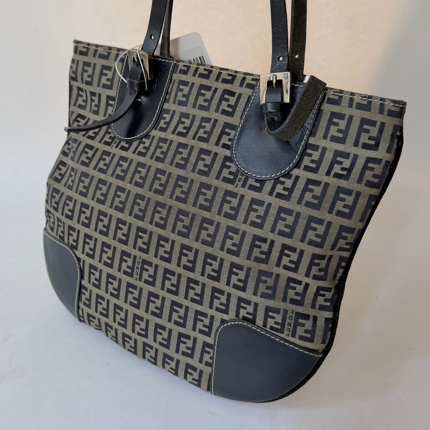 Fendi Navy Zucchino Monogram Canvas Tote Bag