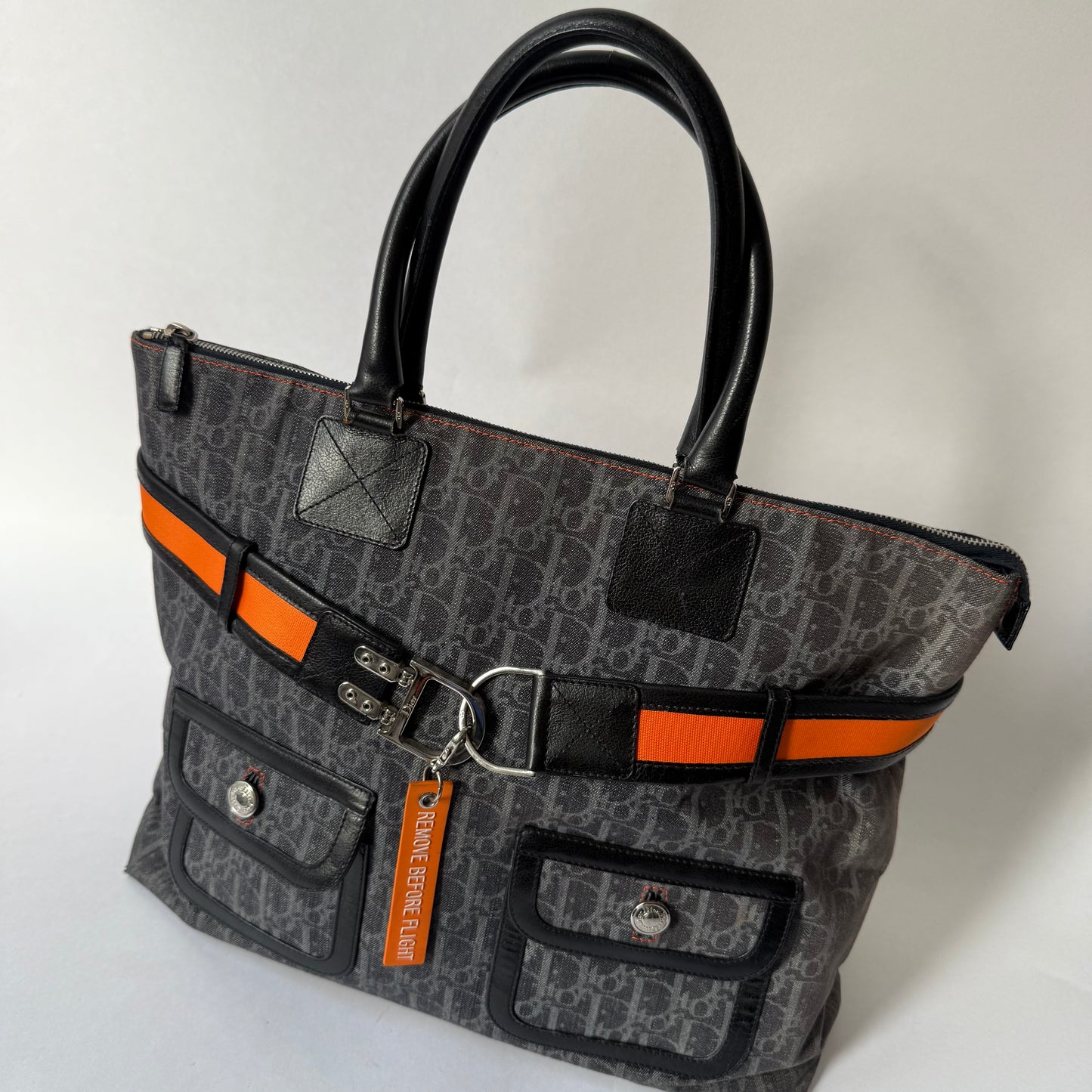 Christian Dior Large Navy Trotter Flight Travel Tote Bag