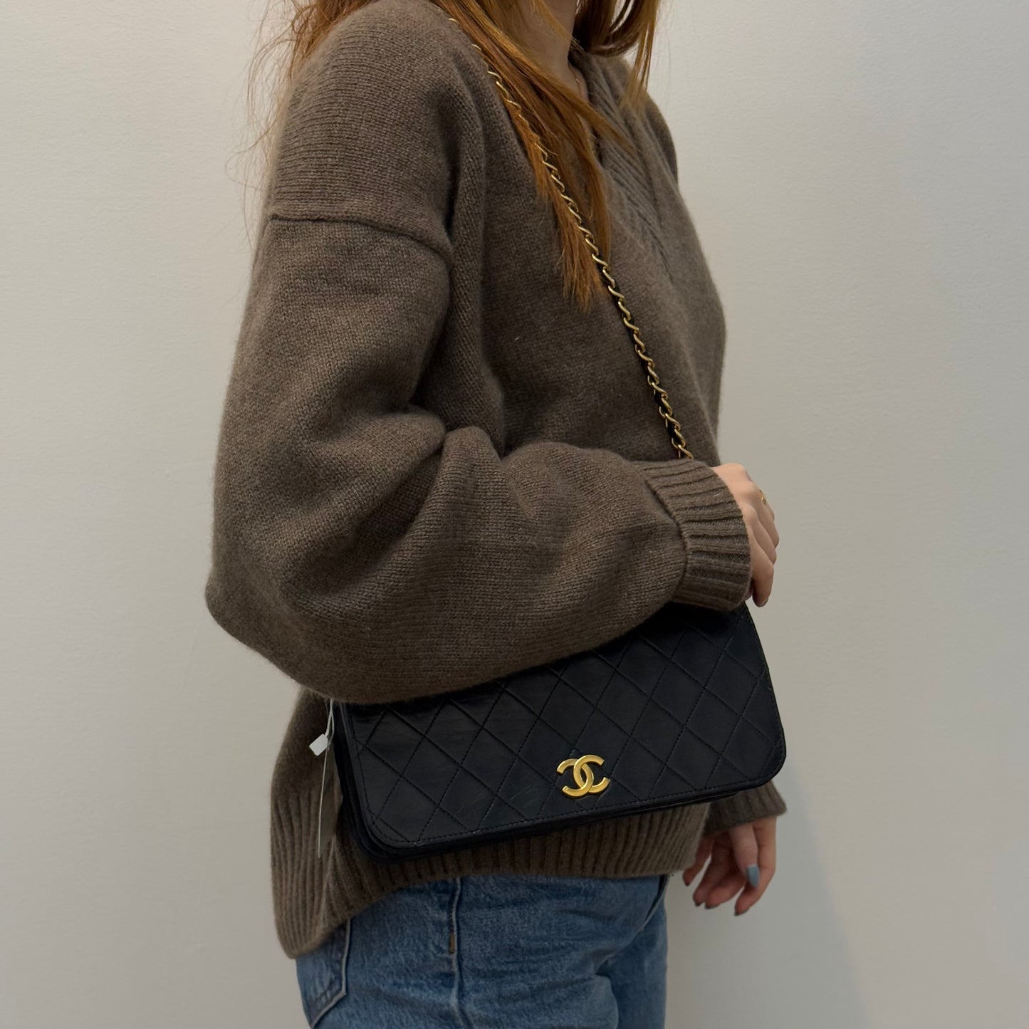 Chanel Vintage Black Lambskin Quilted Square Full Flap 24K GPHW