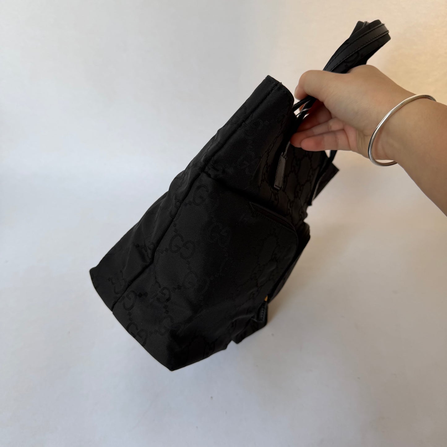 Gucci Black Monogram Double Front Pocket Tote Bag