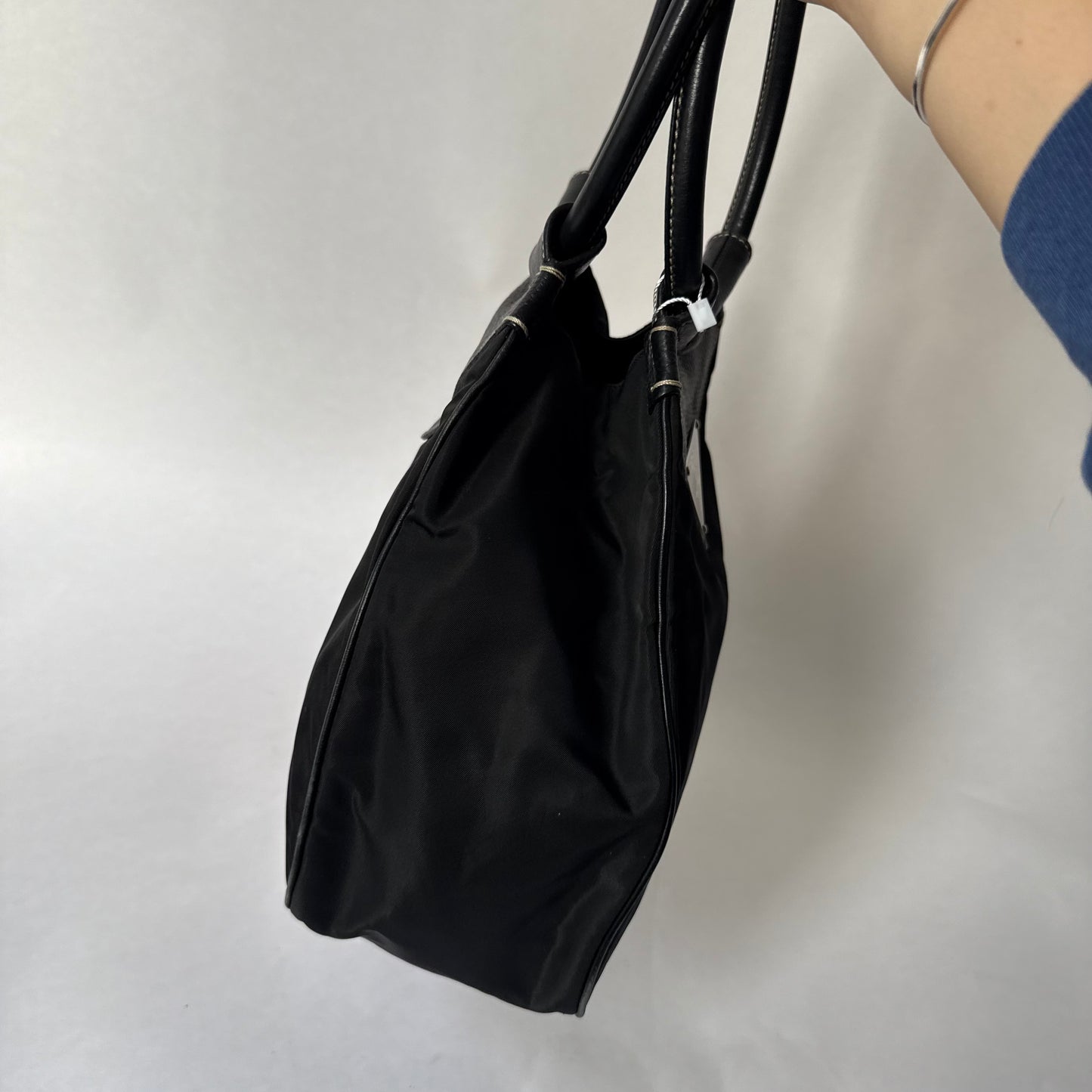 Prada Black Nylon & Leather Top Handle Shoulder Bag