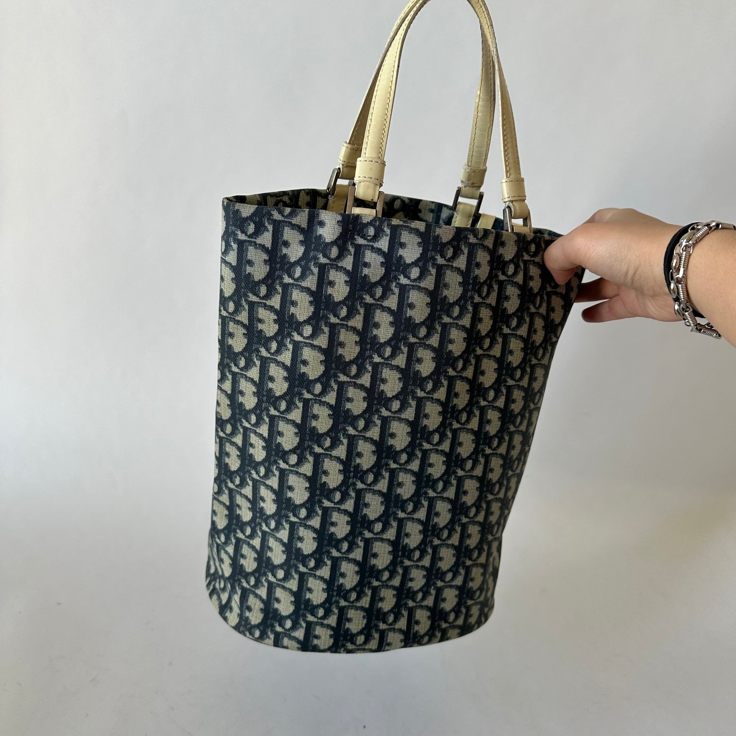 Christian Dior Navy Trotter Coated Canvas Bucket Bag